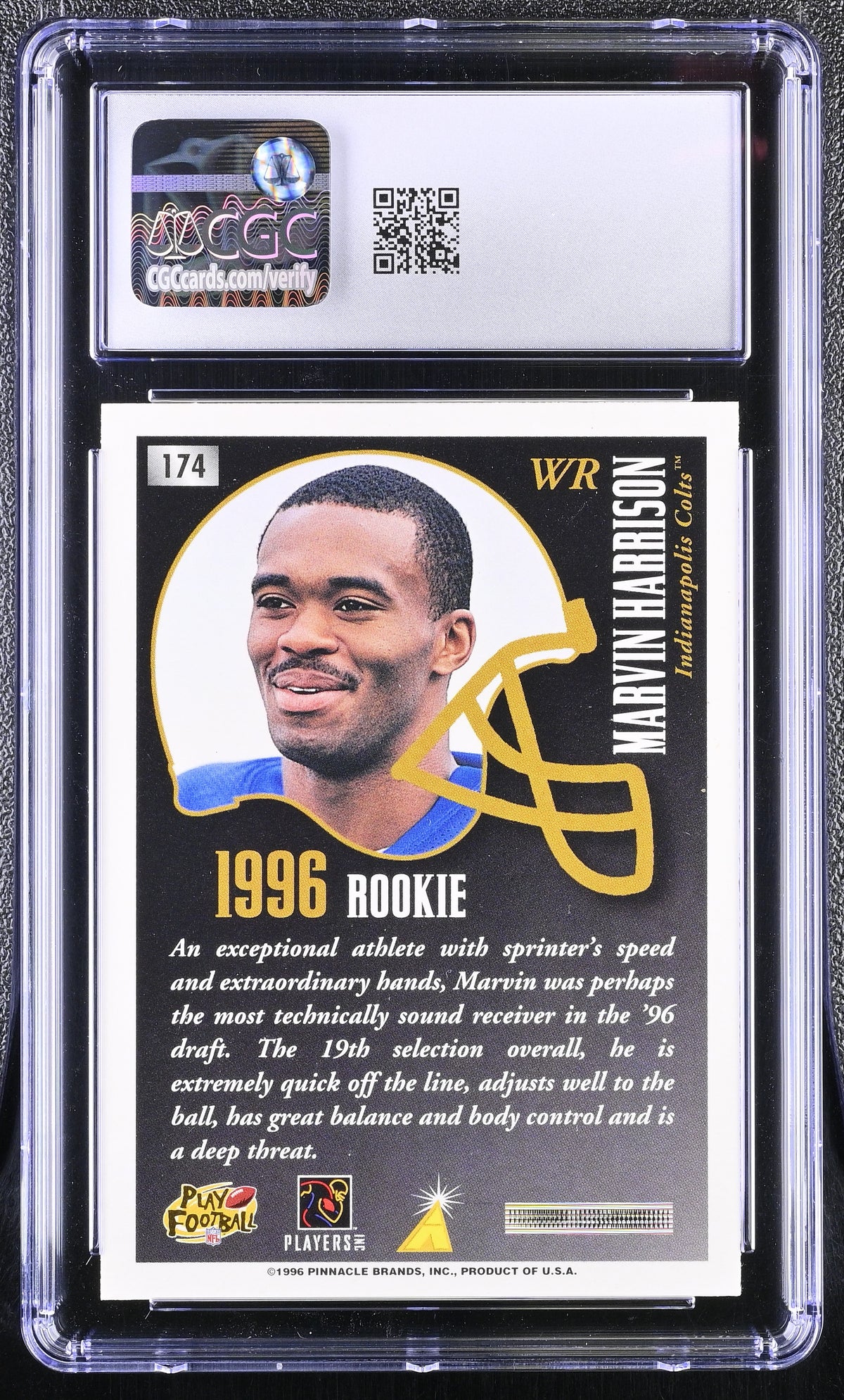 1996 Pinnacle Summit Marvin Harrison Rookie #174 CGC 9.5 Indianapolis Colts