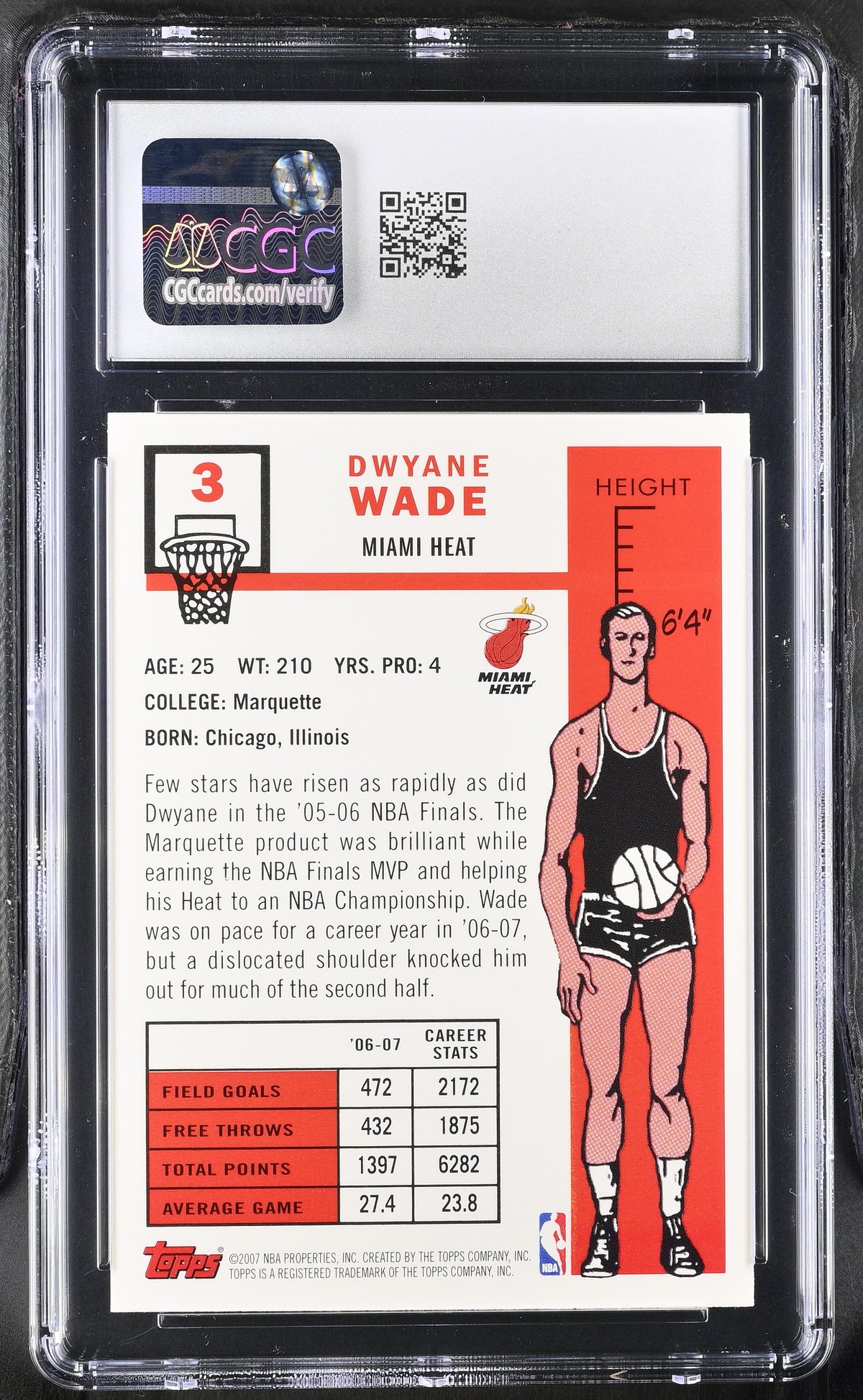 2007-08 Topps Dwyane Wade '57-58 Variations #3 CGC 10 Miami Heat