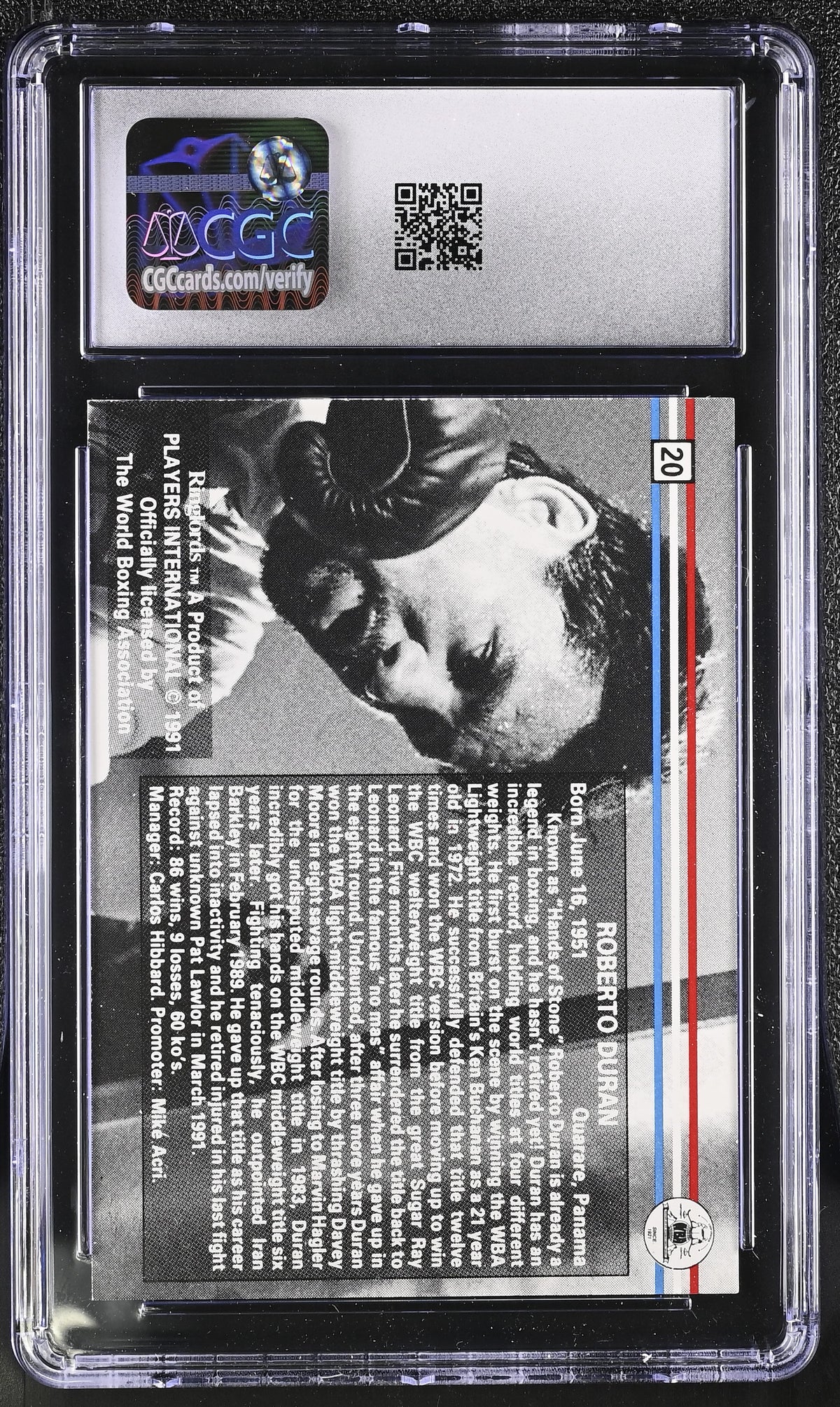 1991 Ringlords Roberto Duran #20 CGC 9.5