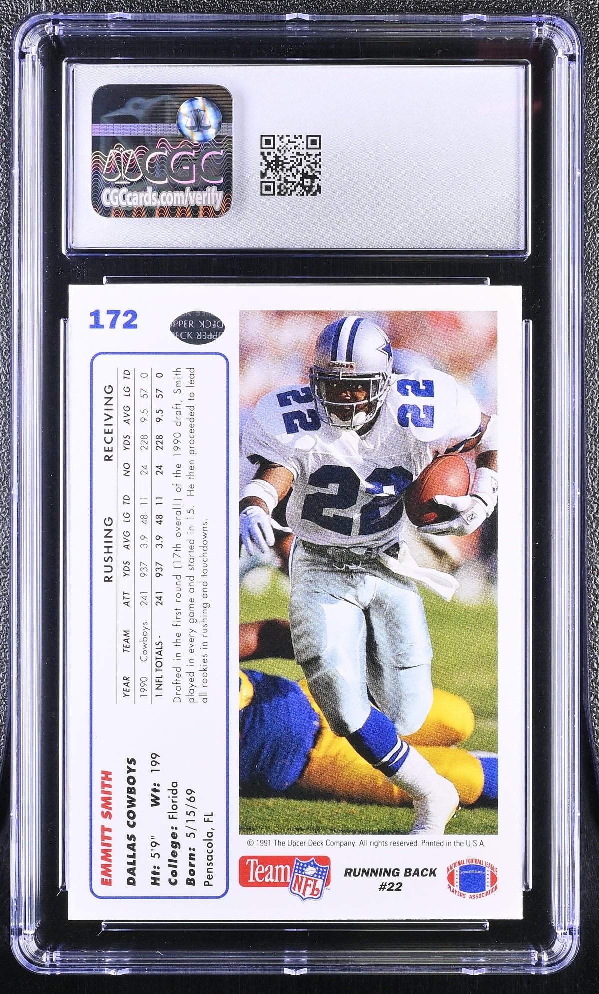 1991 Upper Deck Emmitt Smith #172 CGC 9.5 Dallas Cowboys