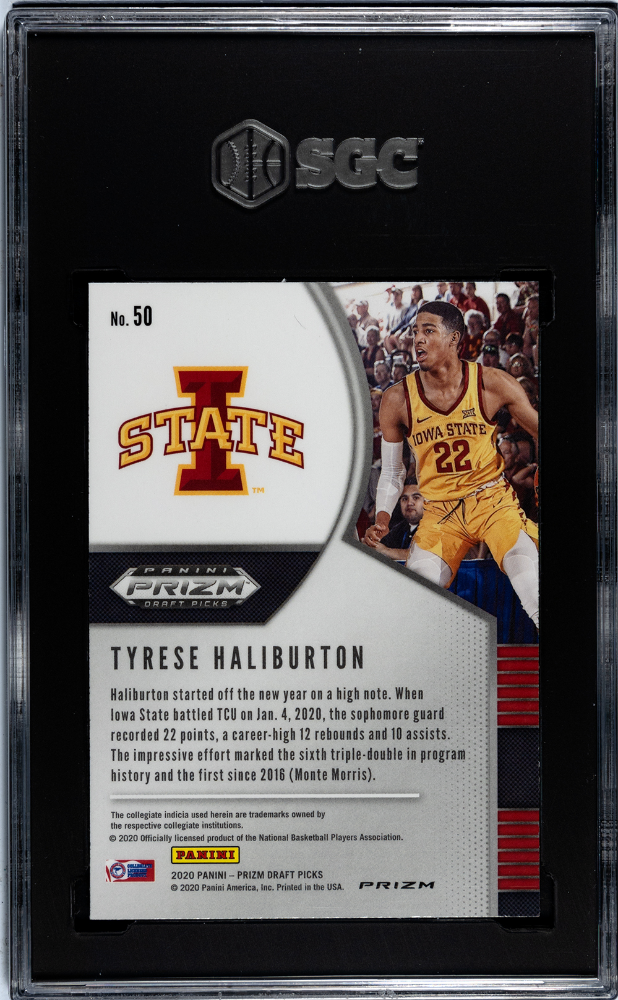 2020 Panini Prizm Draft Tyrese Haliburton Silver #50 SGC 10 Iowa State Cyclones