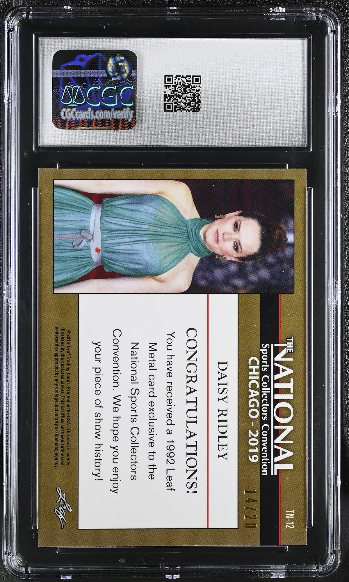 2019 Metal The National Daisy Ridley '92 Leaf Prismatic Blue /20 #TN-12 CGC 10