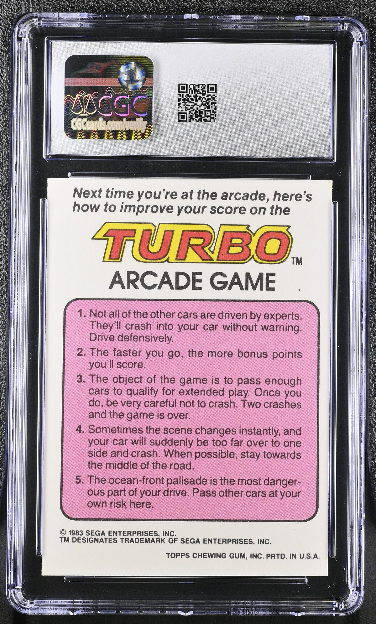 1983 Topps Video City Turbo Really Moves! Game Tips CGC 8