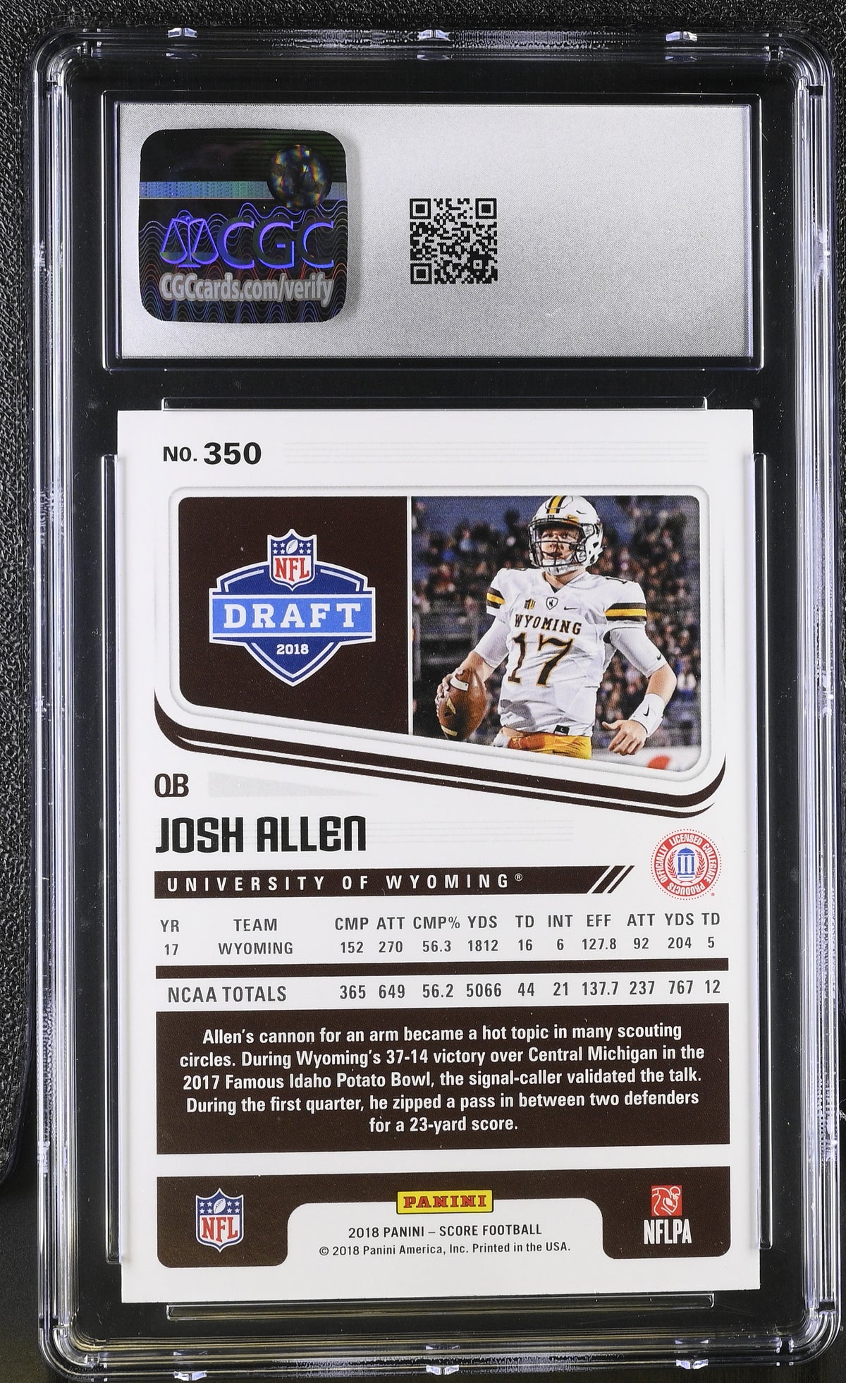 2018 Score Josh Allen Rookie #350 CGC 9 Buffalo Bills