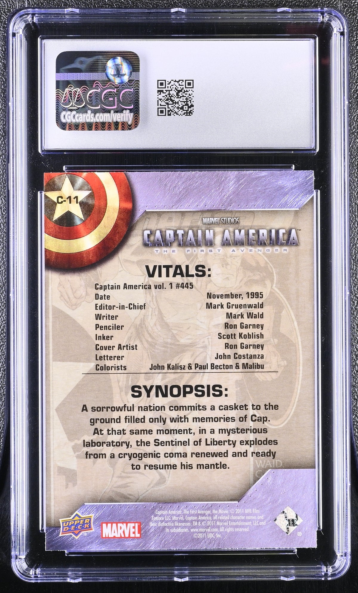 2011 Upper Deck Captain America: The First Avenger 445 C-11 Comic Covers CGC 9.5