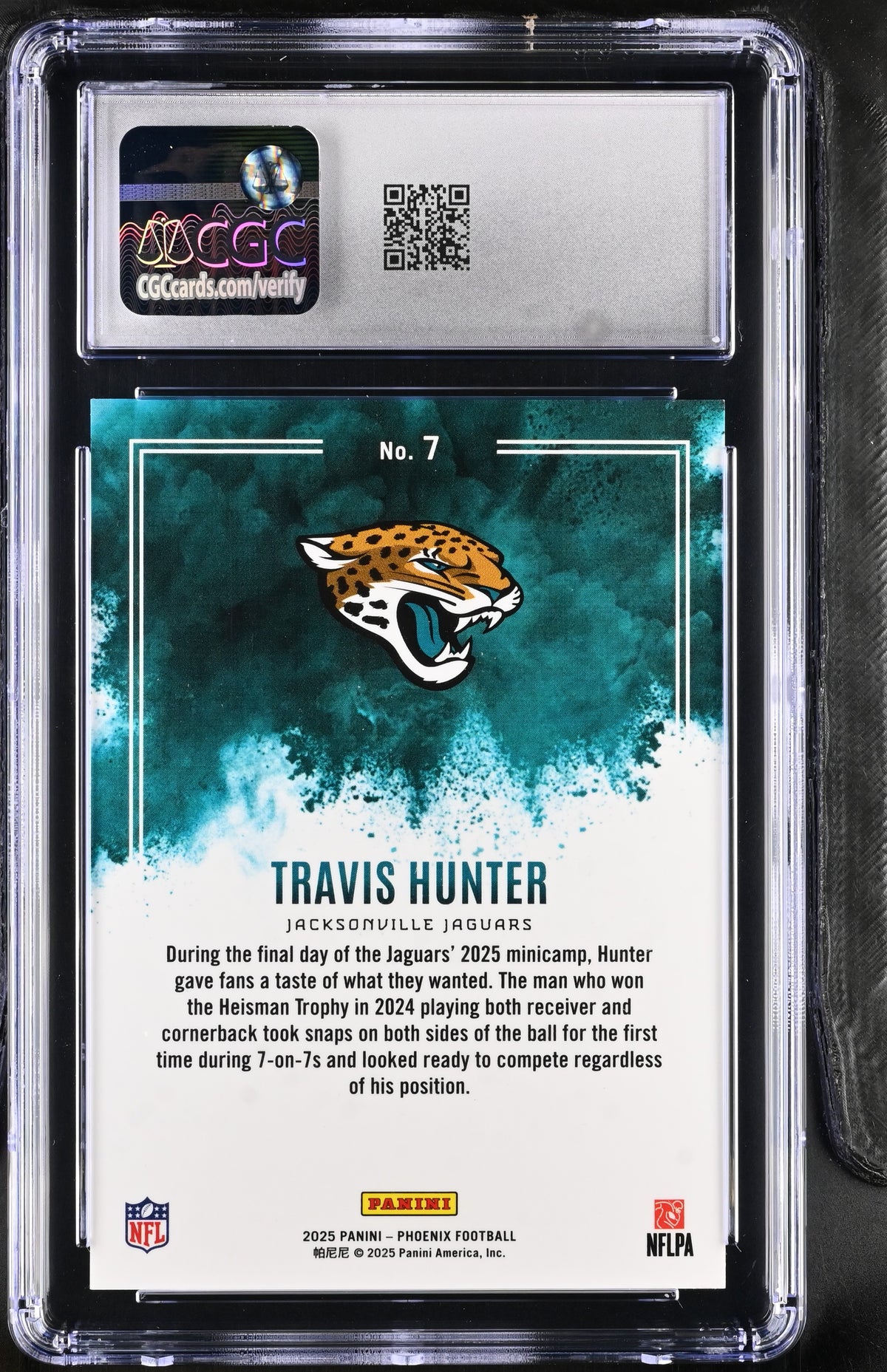 2025 Panini Phoenix Travis Hunter Rookie Color Blast #7 CGC 10 Jaguars