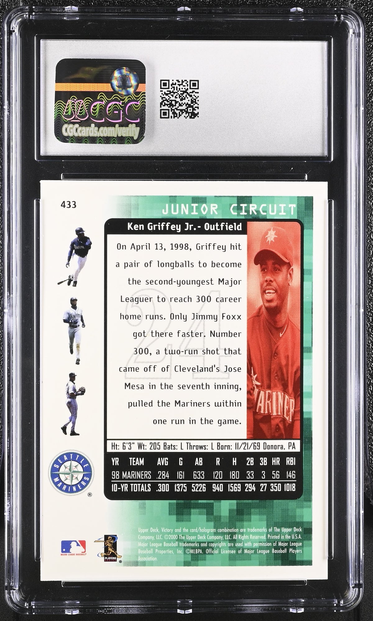 2000 Upper Deck Victory Ken Griffey Jr. #433 CGC 10 Seattle Mariners