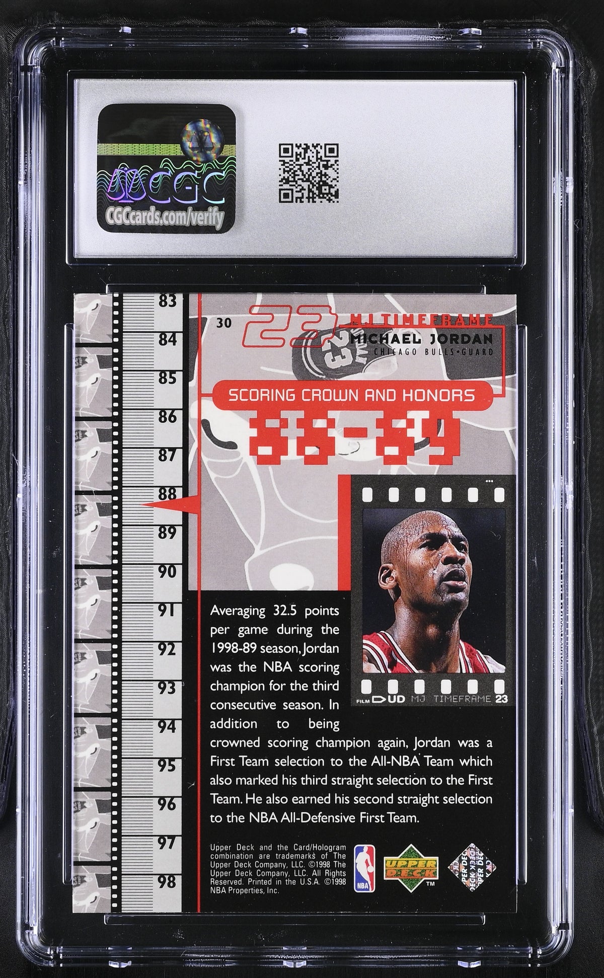 1998 Upper Deck MJ Living Legend Michael Jordan #30 CGC 9 Chicago Bulls