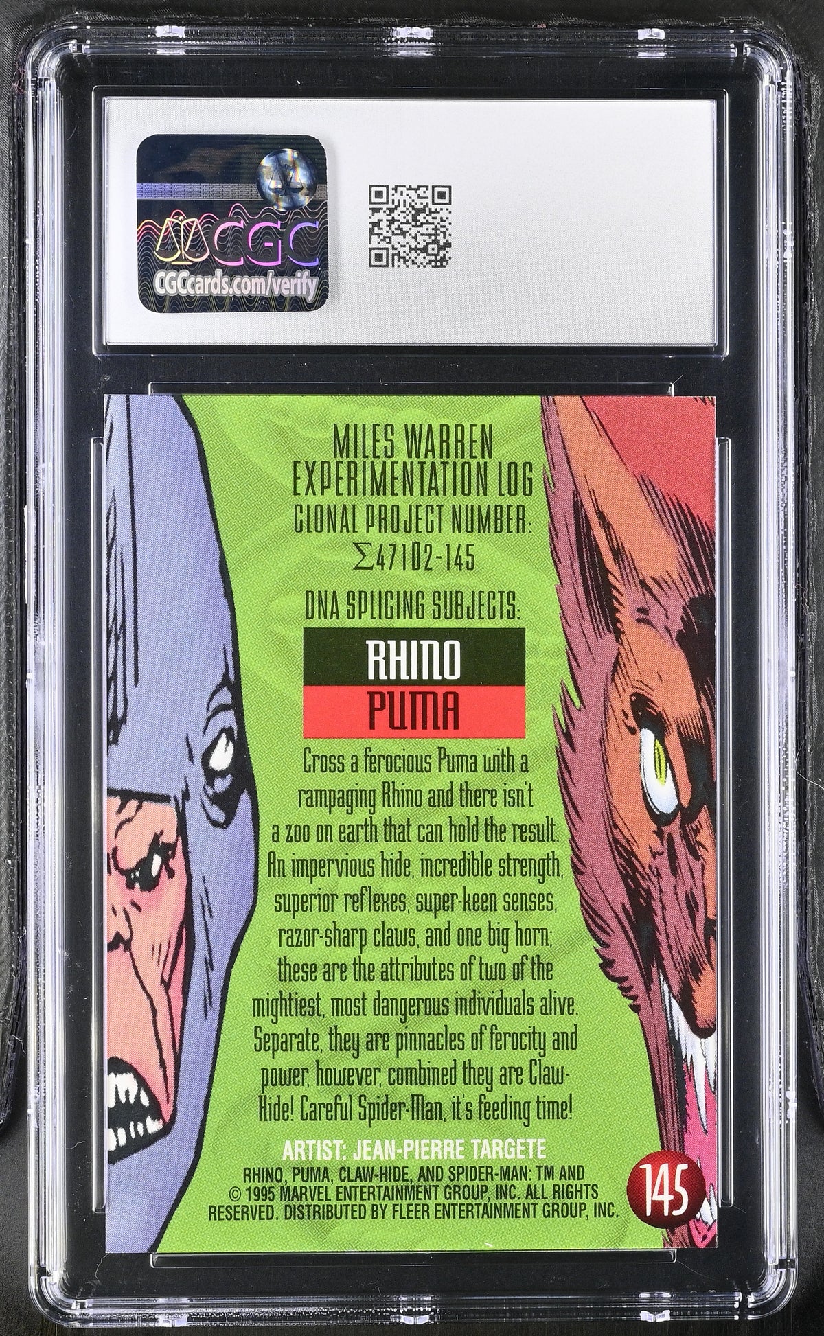 1995 Fleer Ultra Spider-Man Claw-Hide #145 Gold Foil Signature Series CGC 10