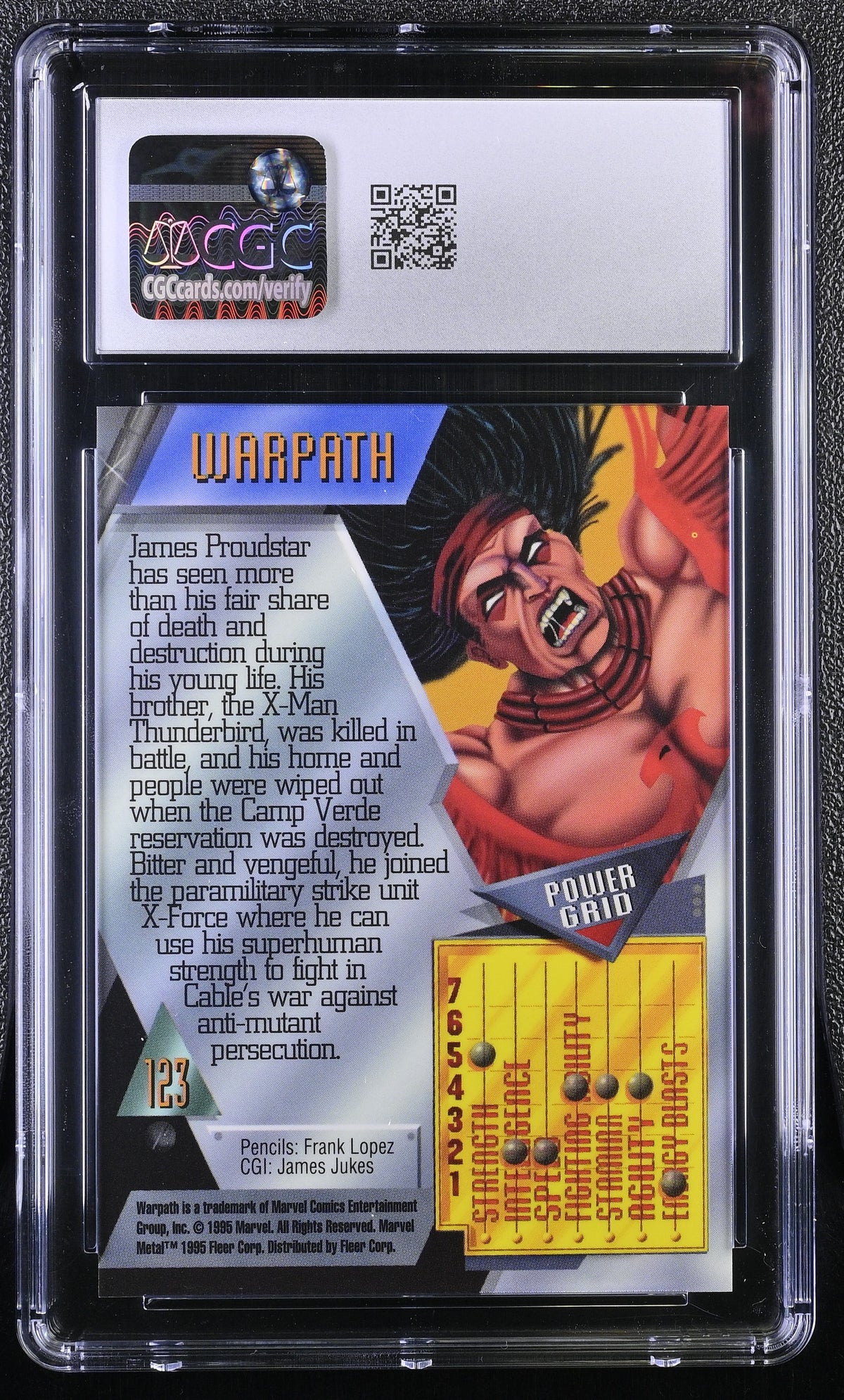 1995 Fleer Marvel Metal Inaugural Edition Warpath #123 CGC 9.5