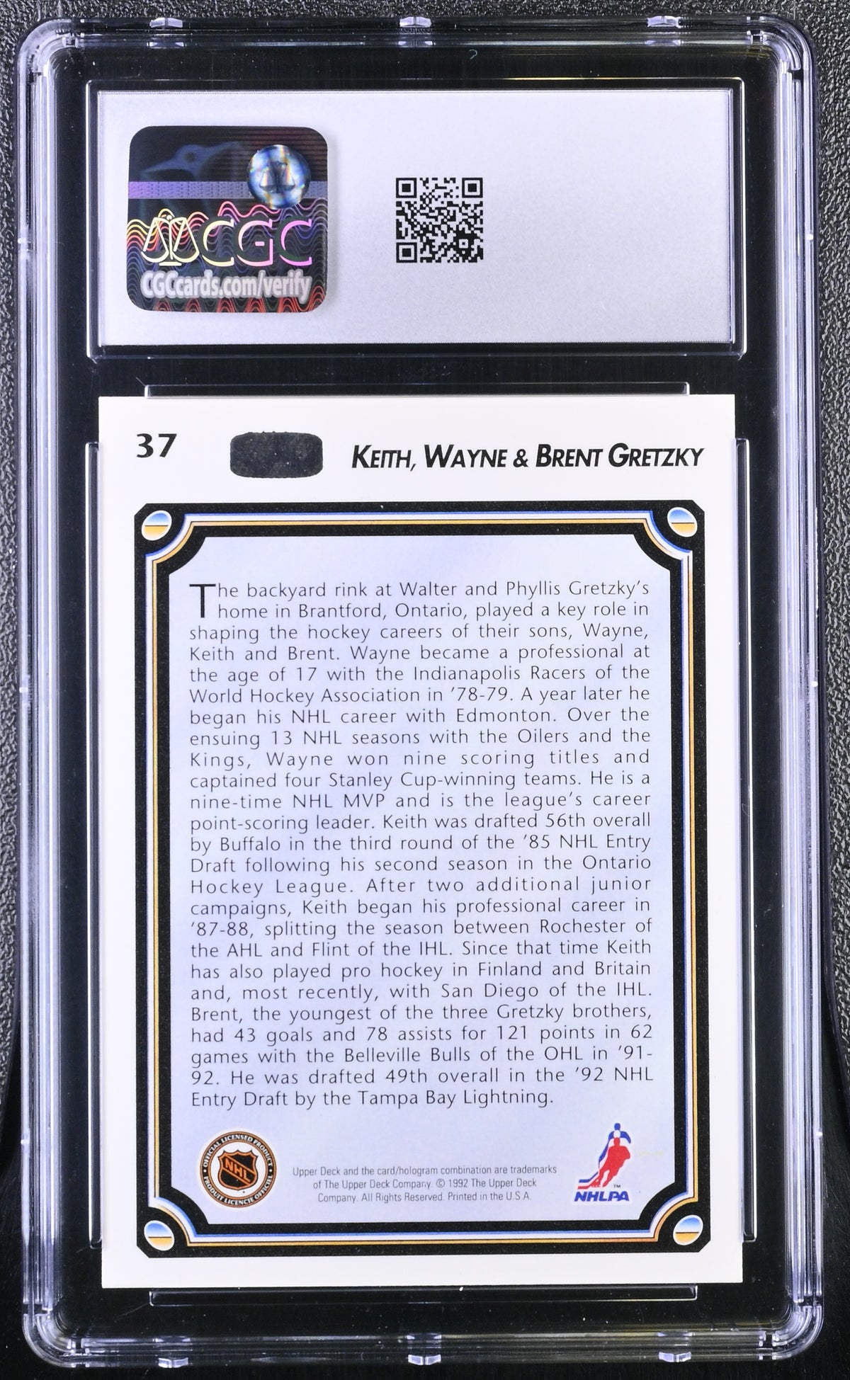 1992-93 Upper Deck The Gretzky Brothers Bloodlines #37 CGC 9.5