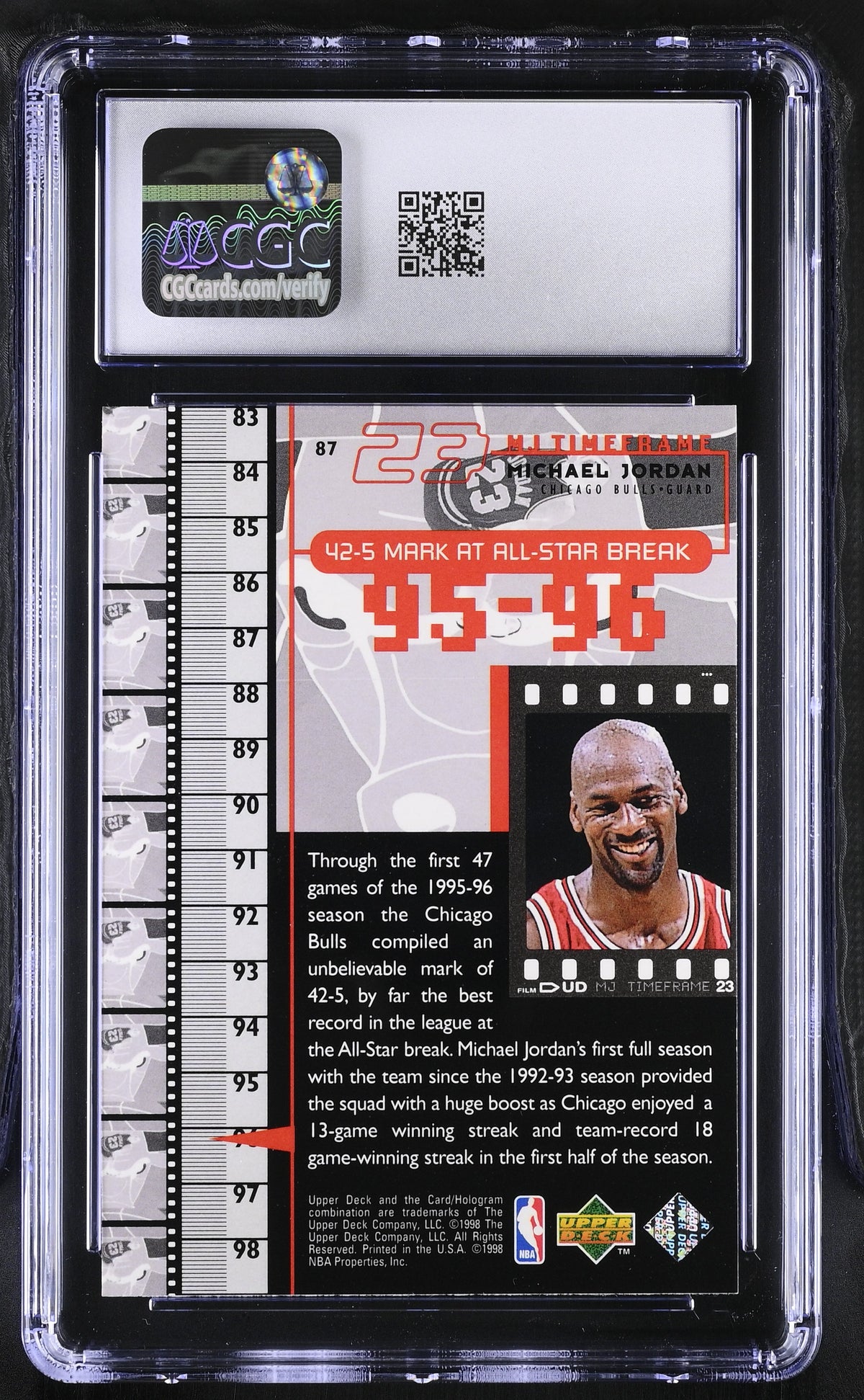1998 Upper Deck MJ Living Legend Michael Jordan #87 CGC 9 Chicago Bulls