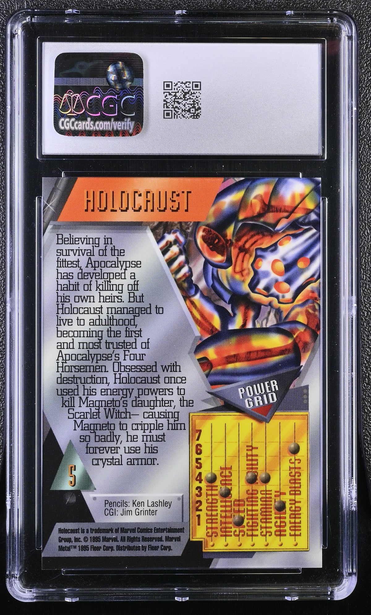 1995 Fleer Marvel Metal Inaugural Edition Holocaust #5 CGC 9.5