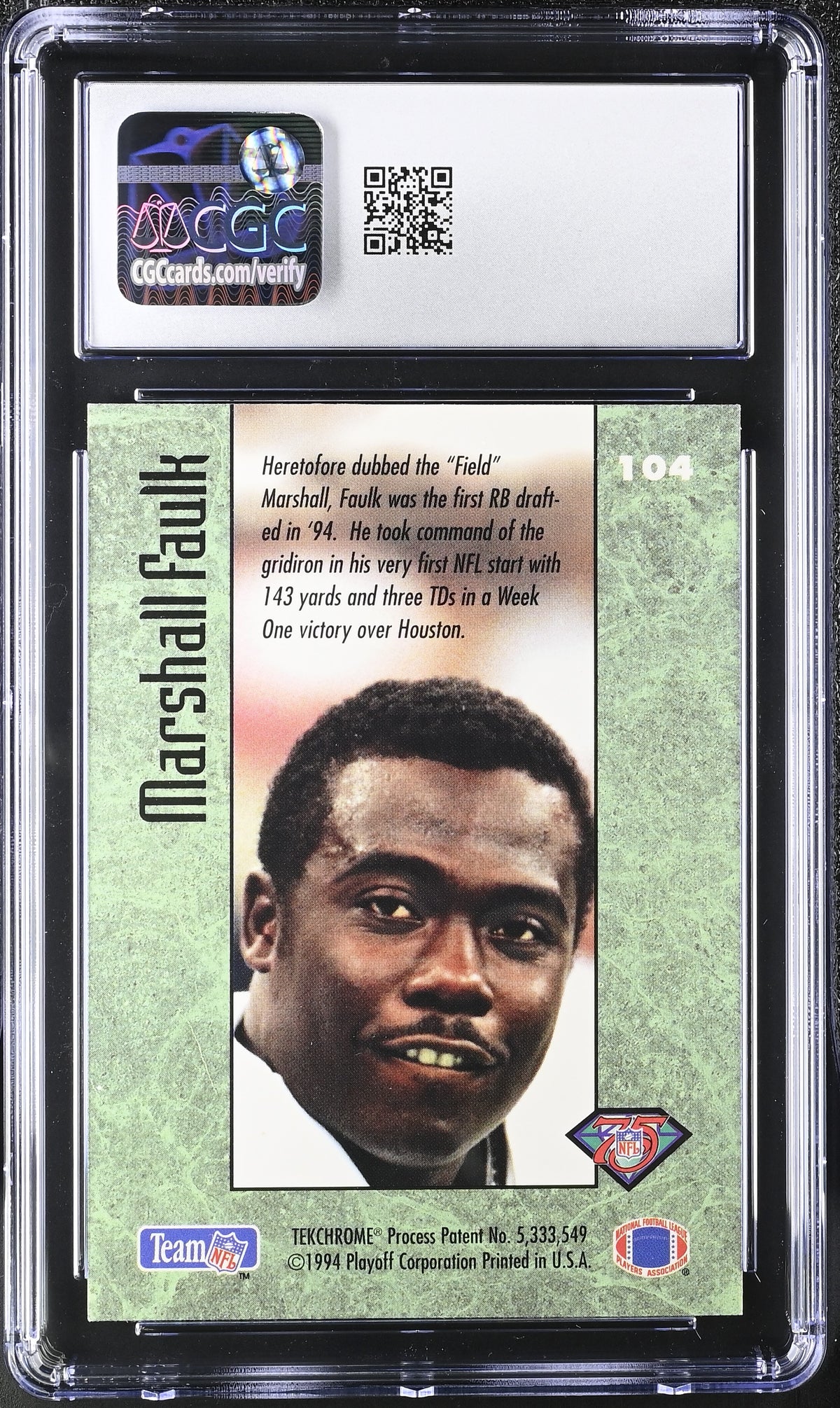 1994 Playoff Contenders Marshall Faulk Rookie #104 CGC 10 Indianapolis Colts