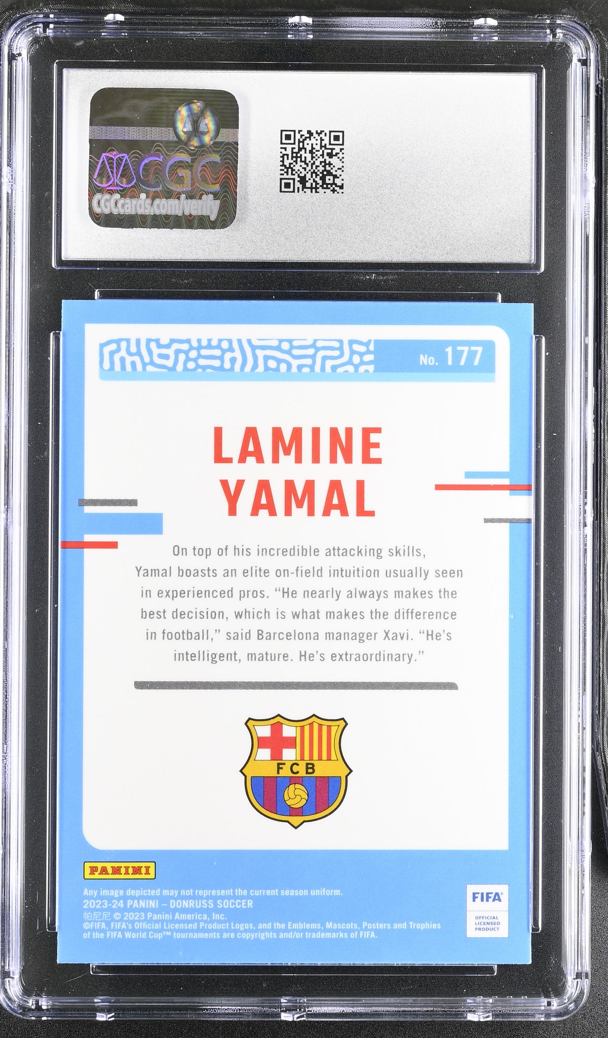 2023-24 Donruss Lamine Yamal Rookie Optic #177 CGC 10 FC Barcelona