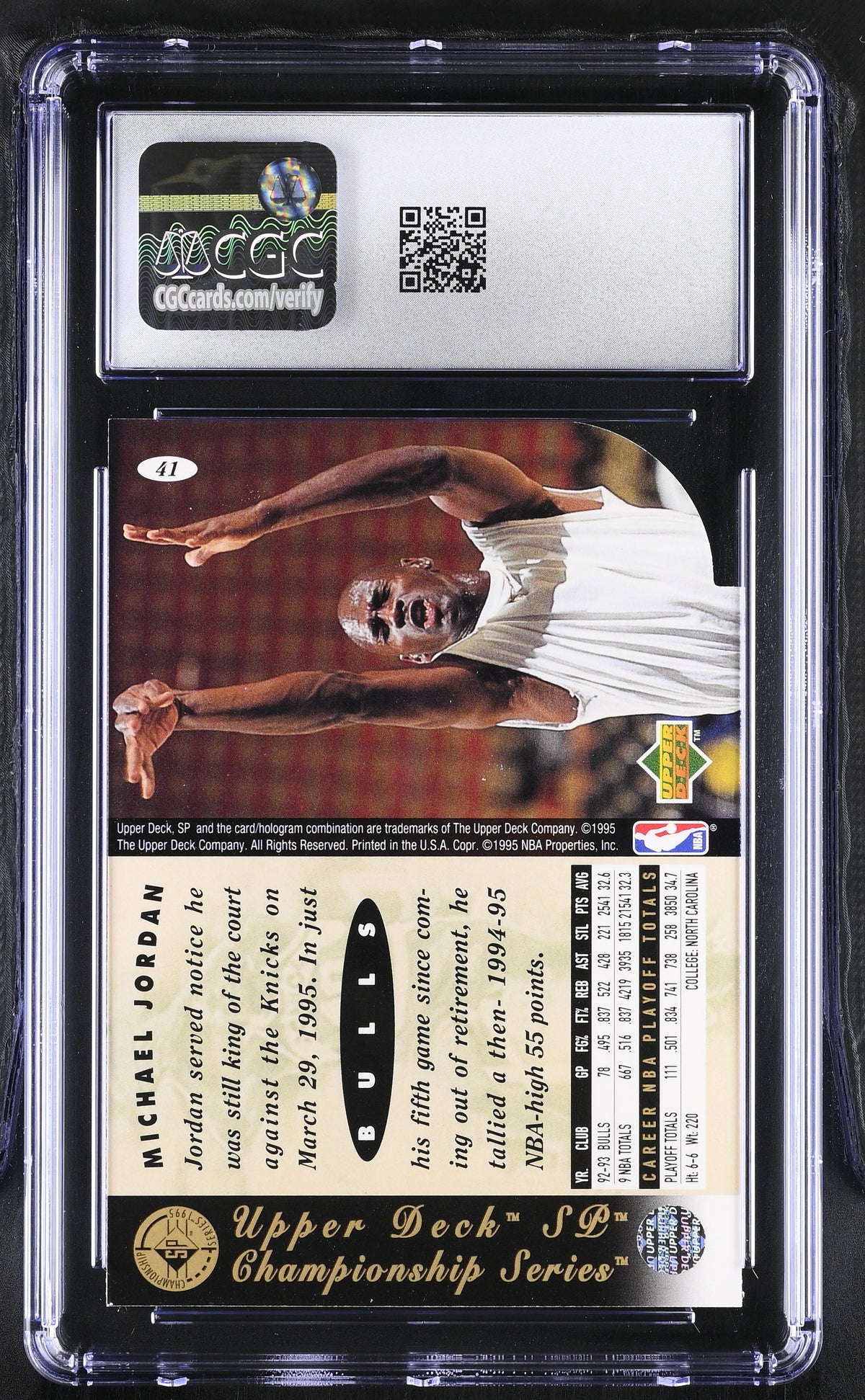 1994-95 SP Championship Michael Jordan Die-Cut #41 CGC 9 Chicago Bulls
