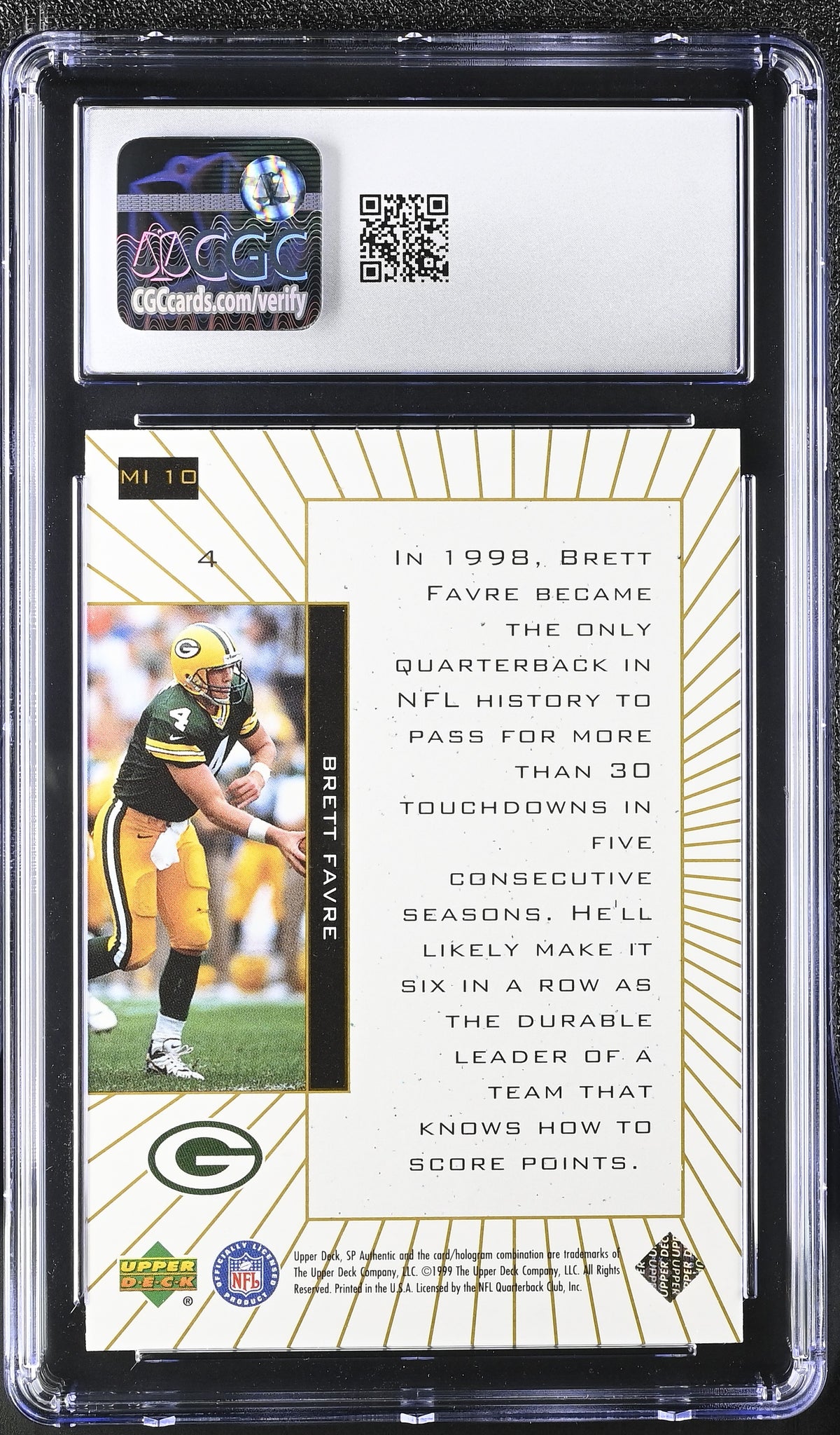 1999 SP Authentic Brett Favre Maximum Impact #MI10 CGC 9.5 Green Bay Packers