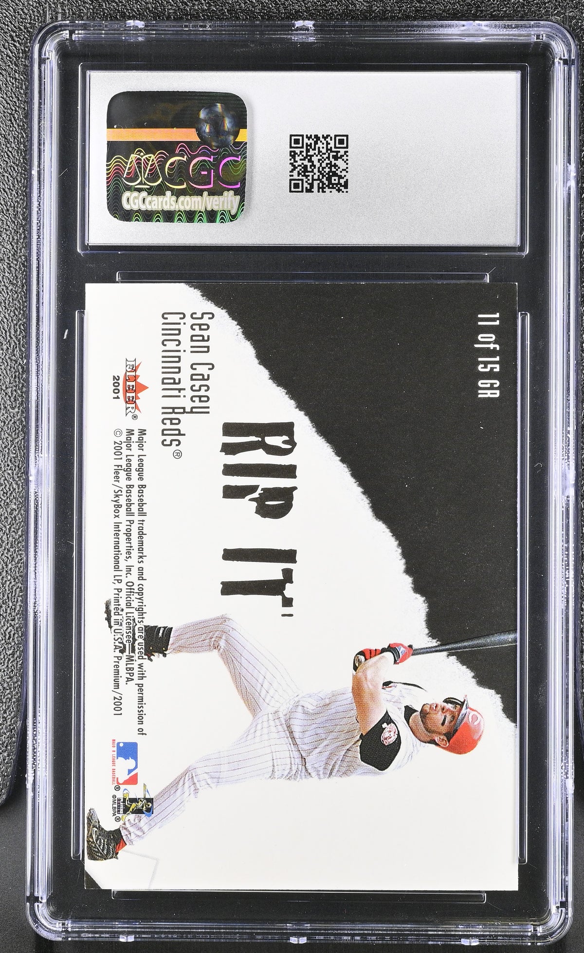 2001 Fleer Premium Ken Griffey Jr Sean Casey Grip It Rip It #11GR CGC 9.5 Reds
