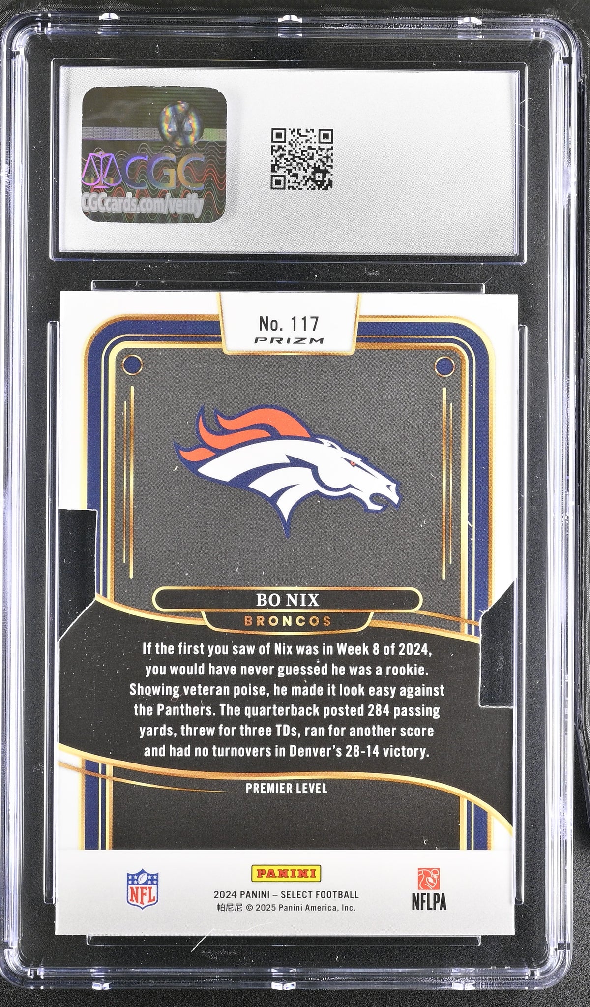 2024 Panini Select Bo Nix Silver Die-Cut Rookie #117 CGC 9 Denver Broncos