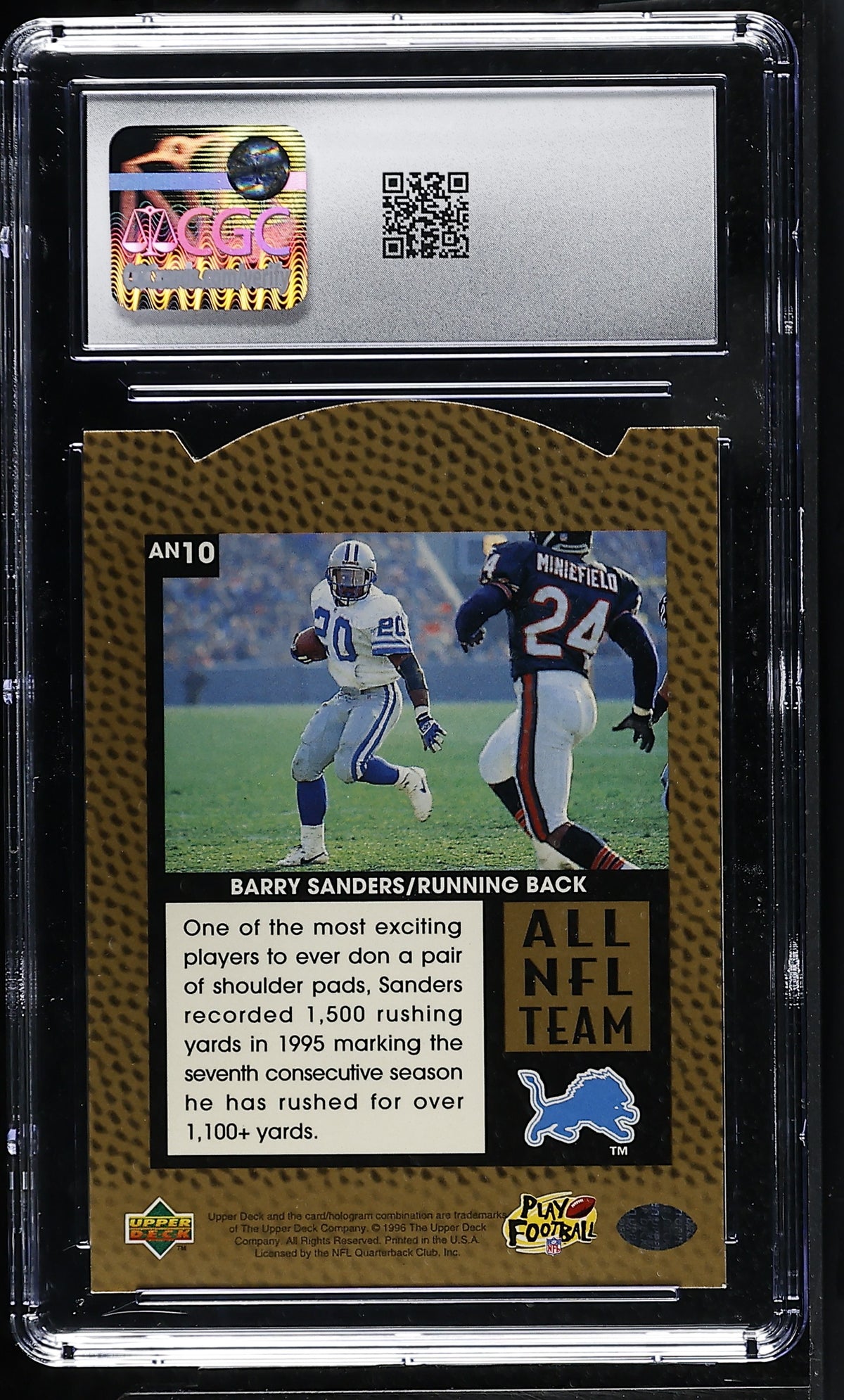 1996 Upper Deck Silver Collection Barry Sanders All NFL Team #AN10 CGC 9 Lions