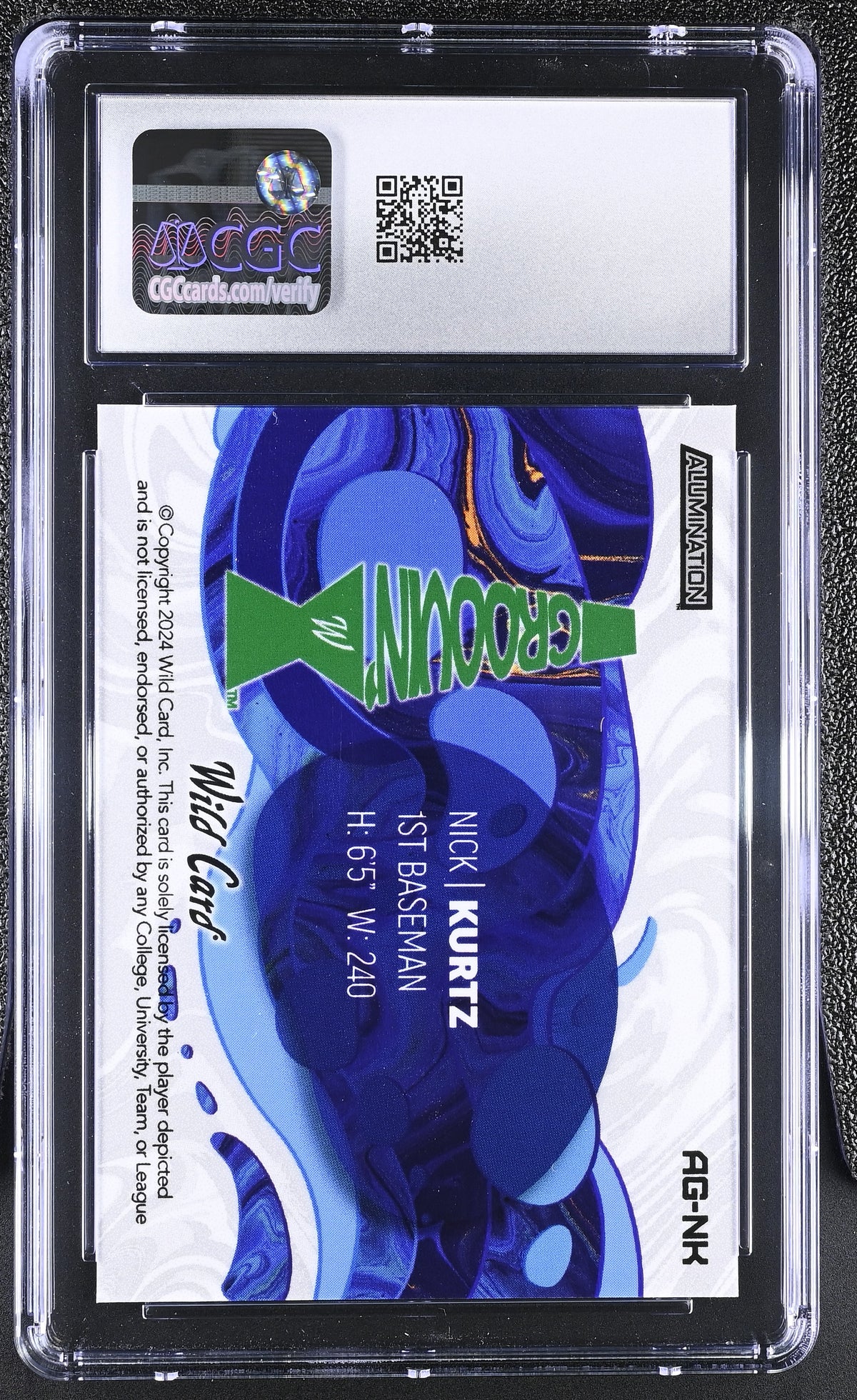 2024 Wild Card Alumination Nick Kurtz Blue Rainbow /3 Rookie Groovin' CGC 10