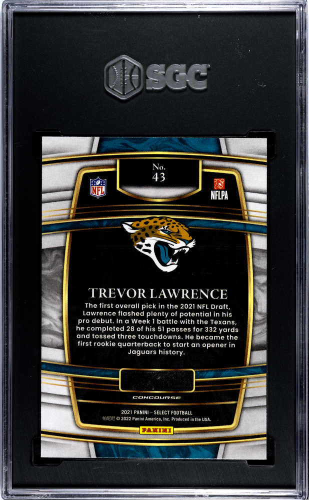 2021 Panini Select Trevor Lawrence Rookie #43 SGC 9 Jacksonville Jaguars