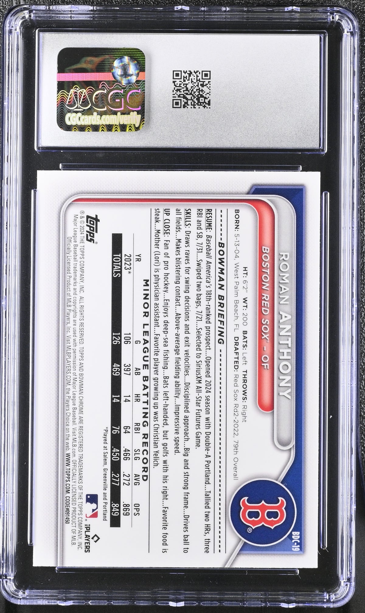 2024 Bowman Draft Roman Anthony Chrome #BDC-19 CGC 9