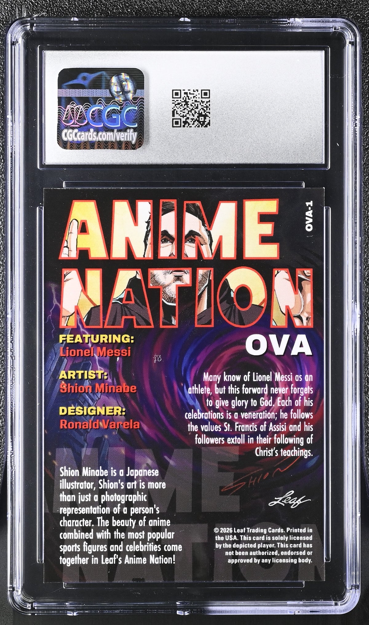 2026 Leaf Anime Nation Ova Lionel Messi #OVA-1 CGC 10