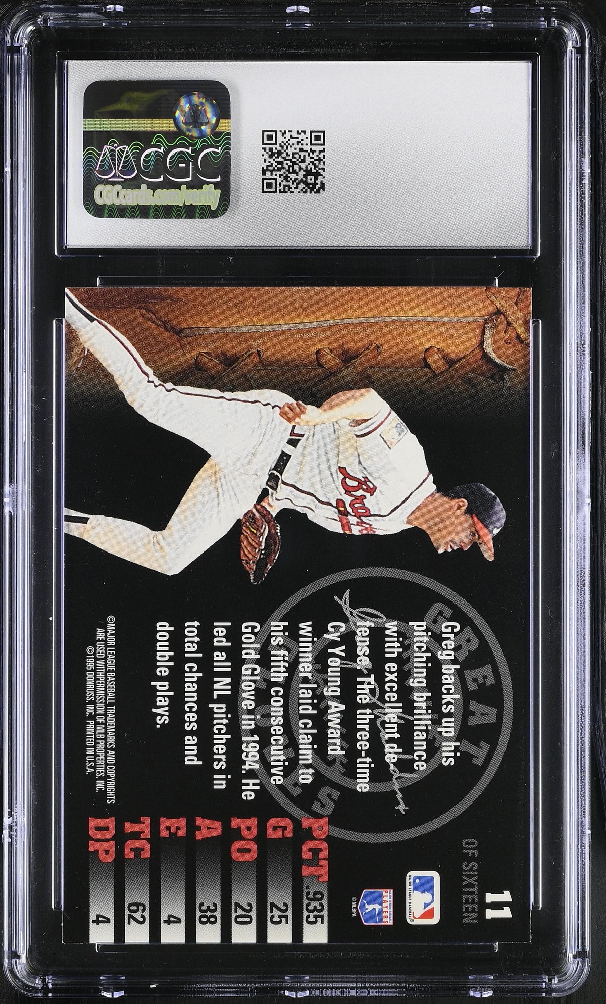 1995 Leaf Greg Maddux Great Gloves #11 CGC 9.5 Atlanta Braves