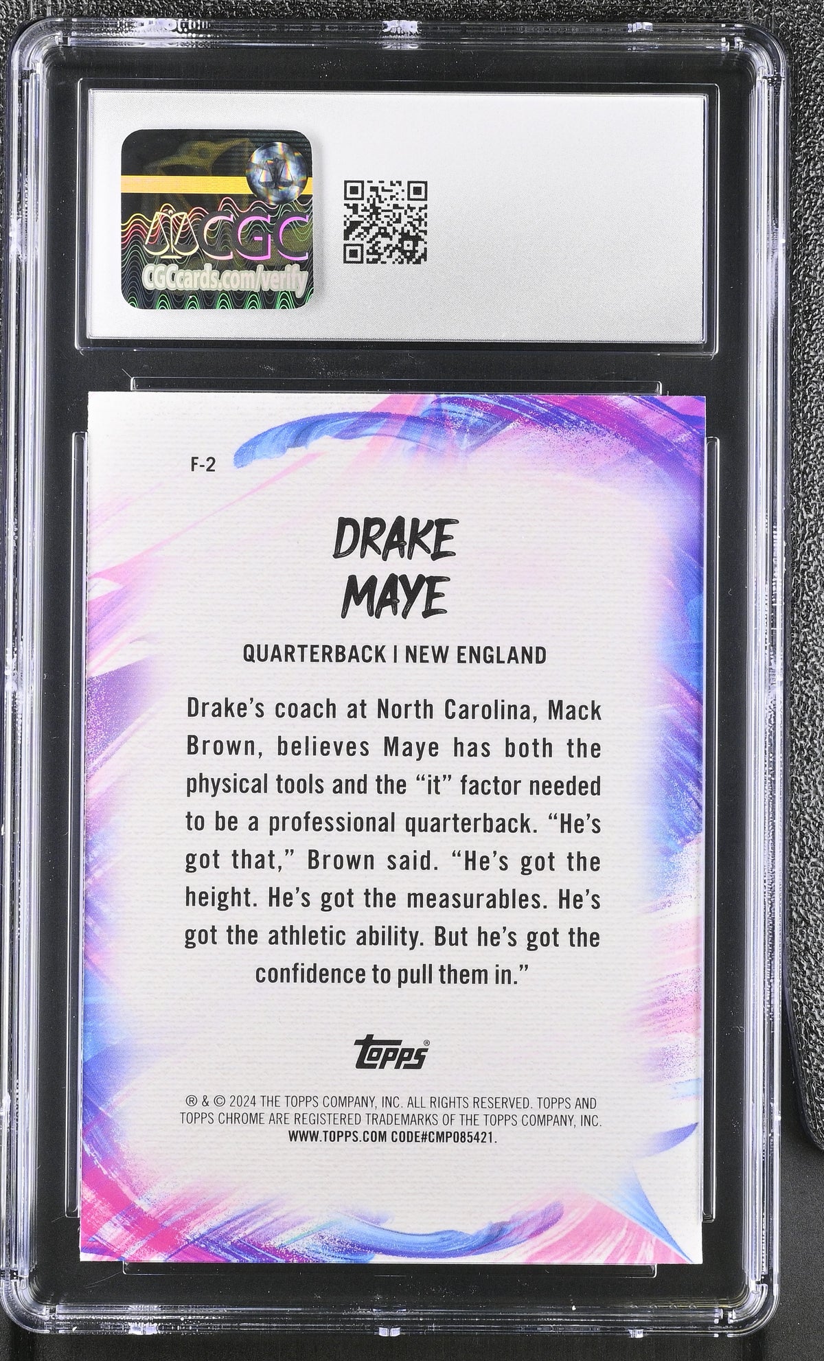 2024 Topps Chrome Drake Maye Rookie Finesse #F-2 CGC 10 New England Patriots