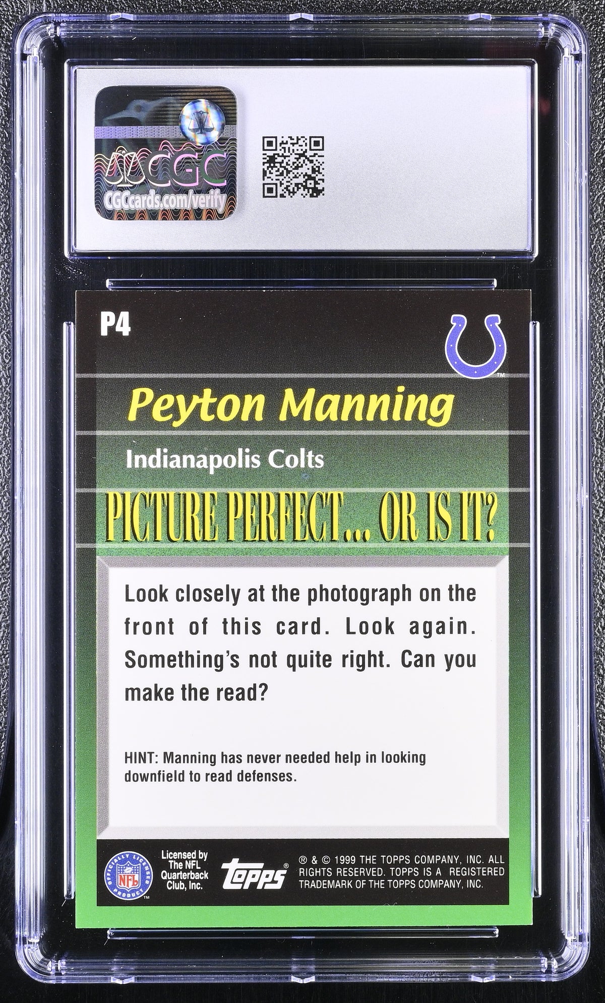 1999 Topps Peyton Manning Picture Perfect #P4 CGC 10 Indianapolis Colts