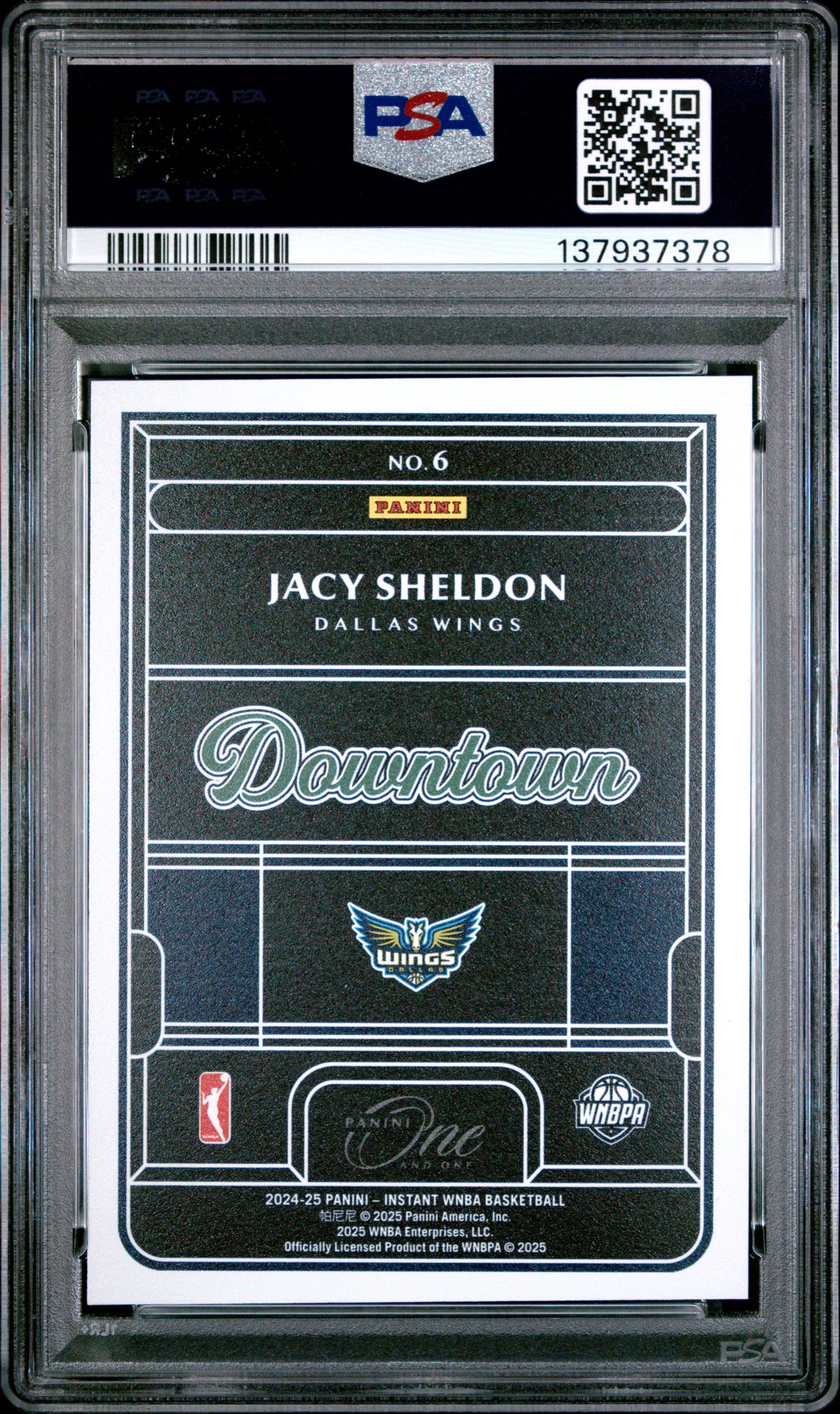 2024 Panini Rookie Royalty WNBA Downtown Jacy Sheldon Rookie #6 PSA 9 Wings