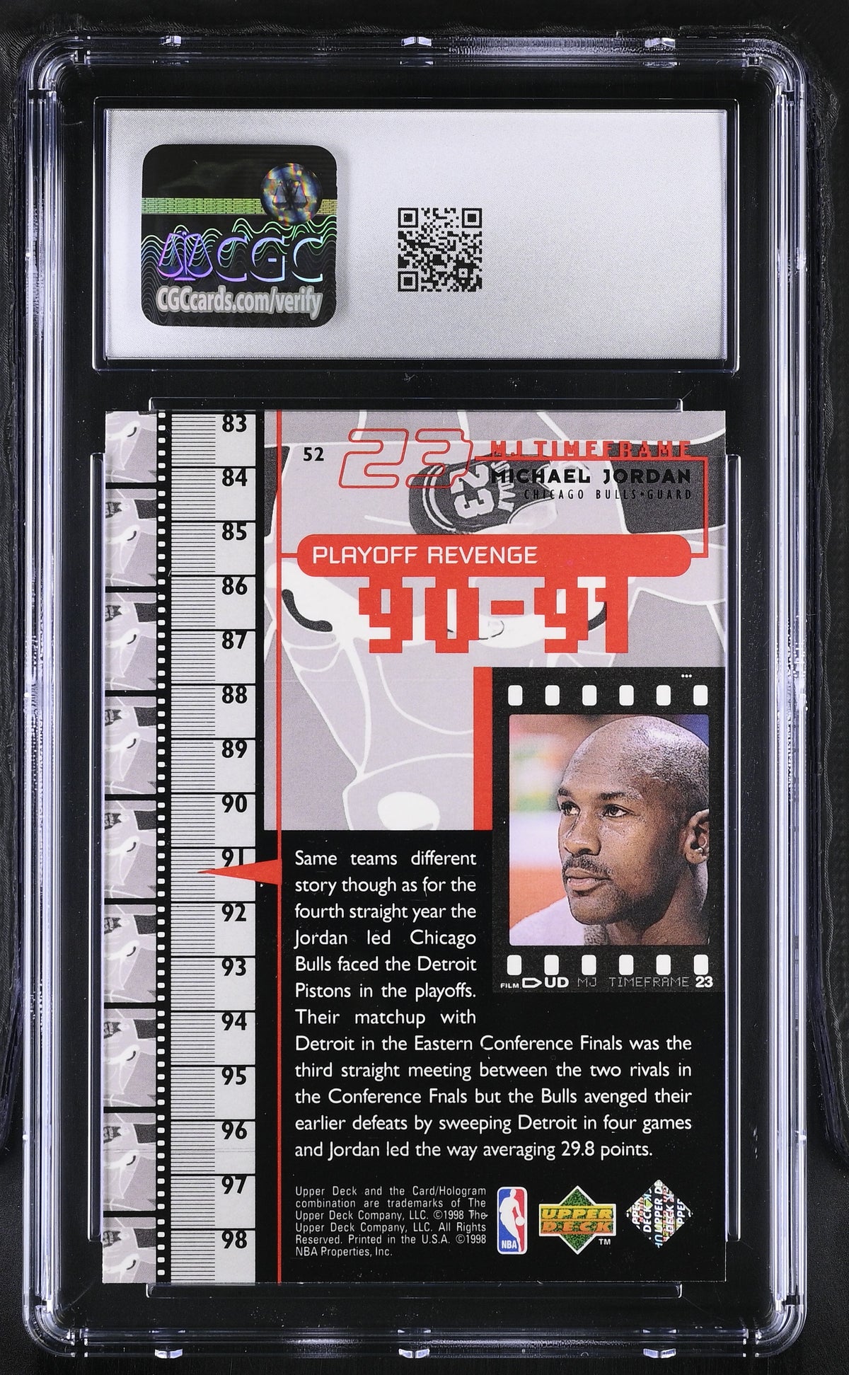 1998 Upper Deck MJ Living Legend Michael Jordan #52 CGC 9 Chicago Bulls