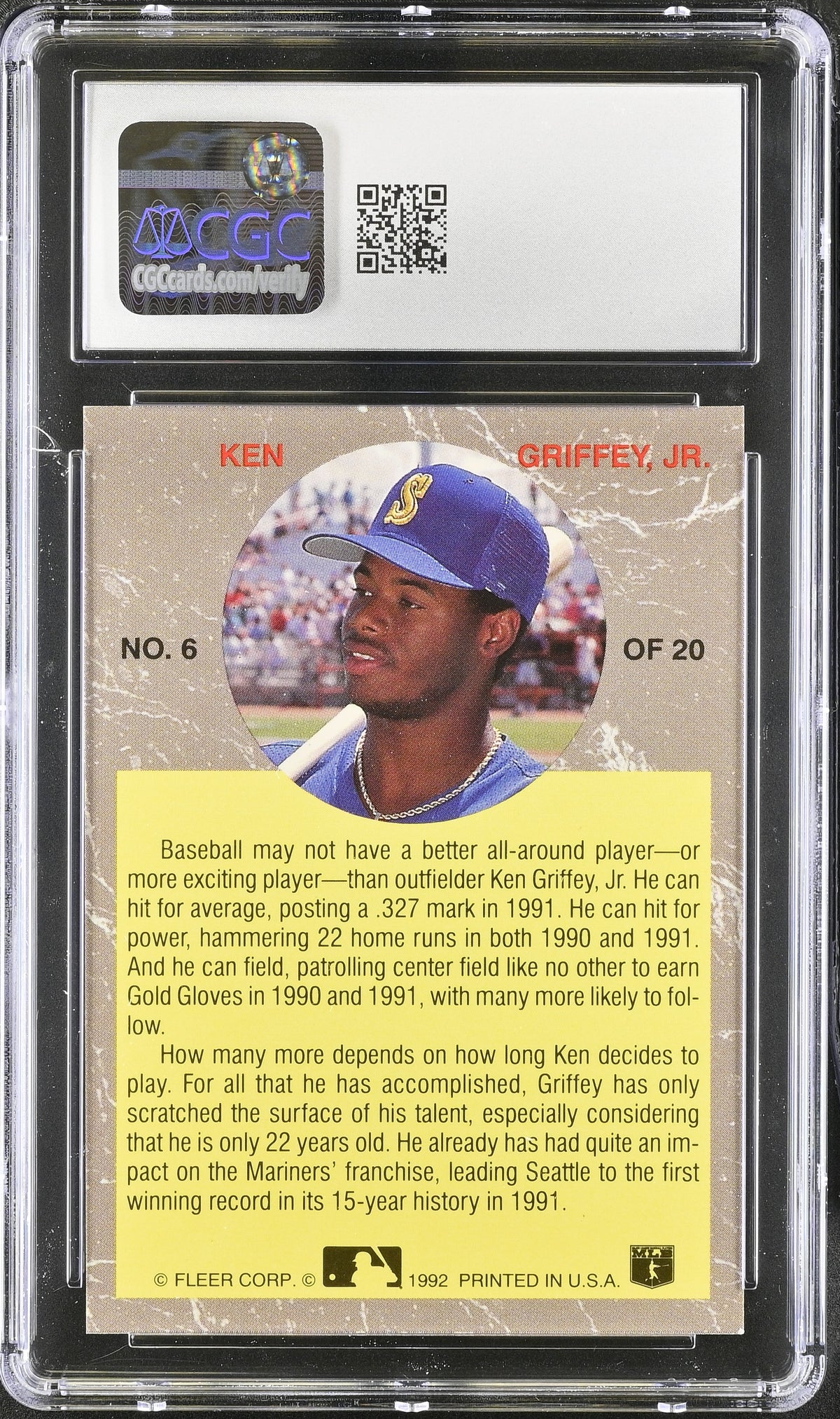 1992 Fleer Ultra Ken Griffey Jr. All-Stars #6 CGC 9 Seattle Mariners
