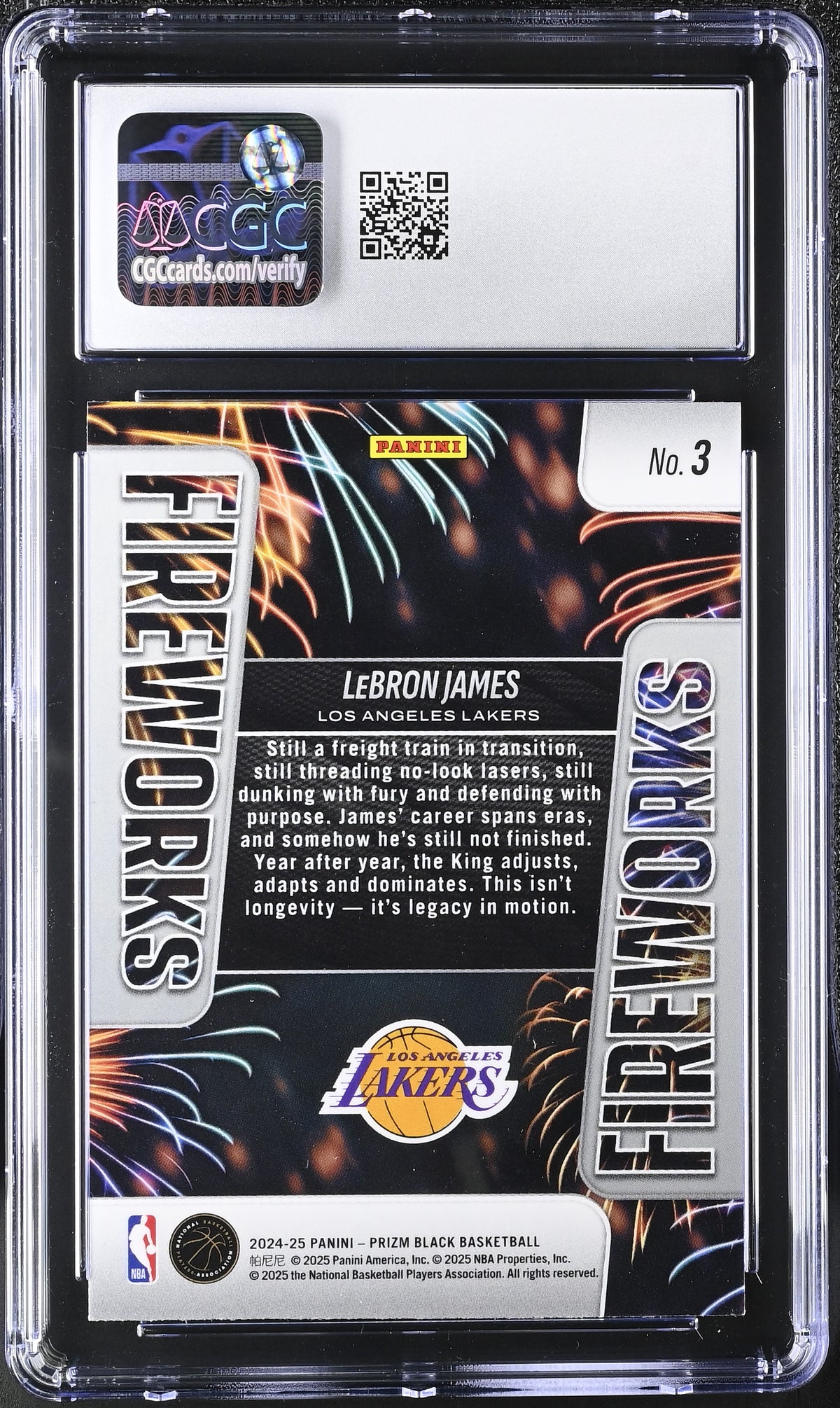 2024-25 Panini Prizm Black LeBron James Fireworks #3 CGC 10 Los Angeles Lakers