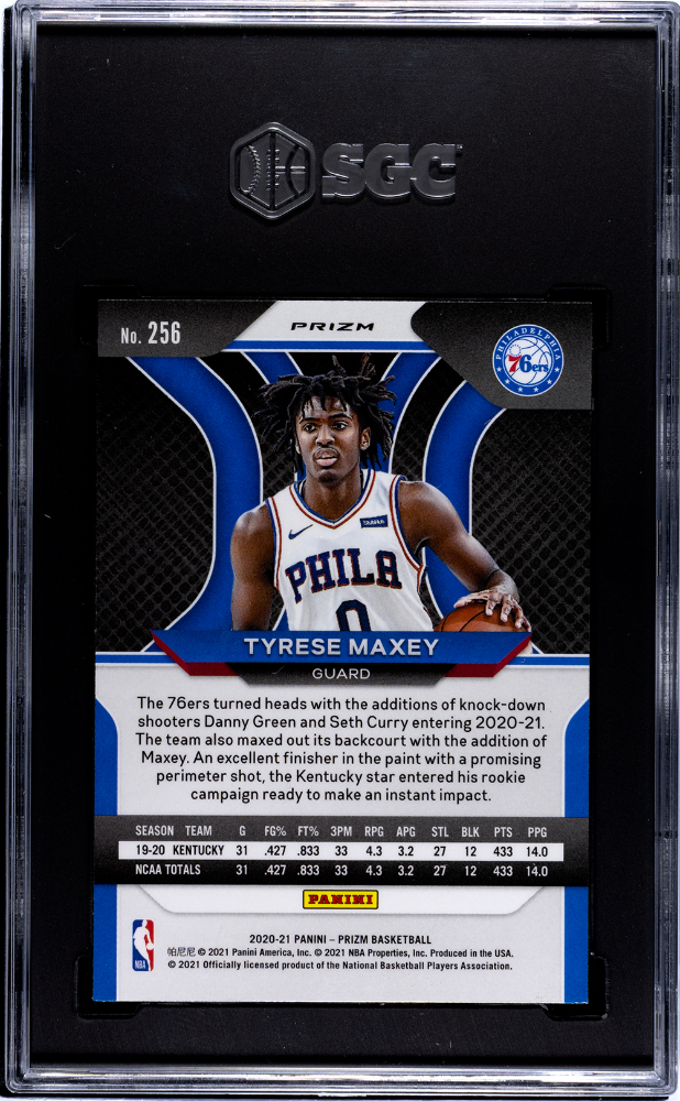 2020 Panini Prizm Tyrese Maxey Ruby Wave Rookie #256 SGC 9.5