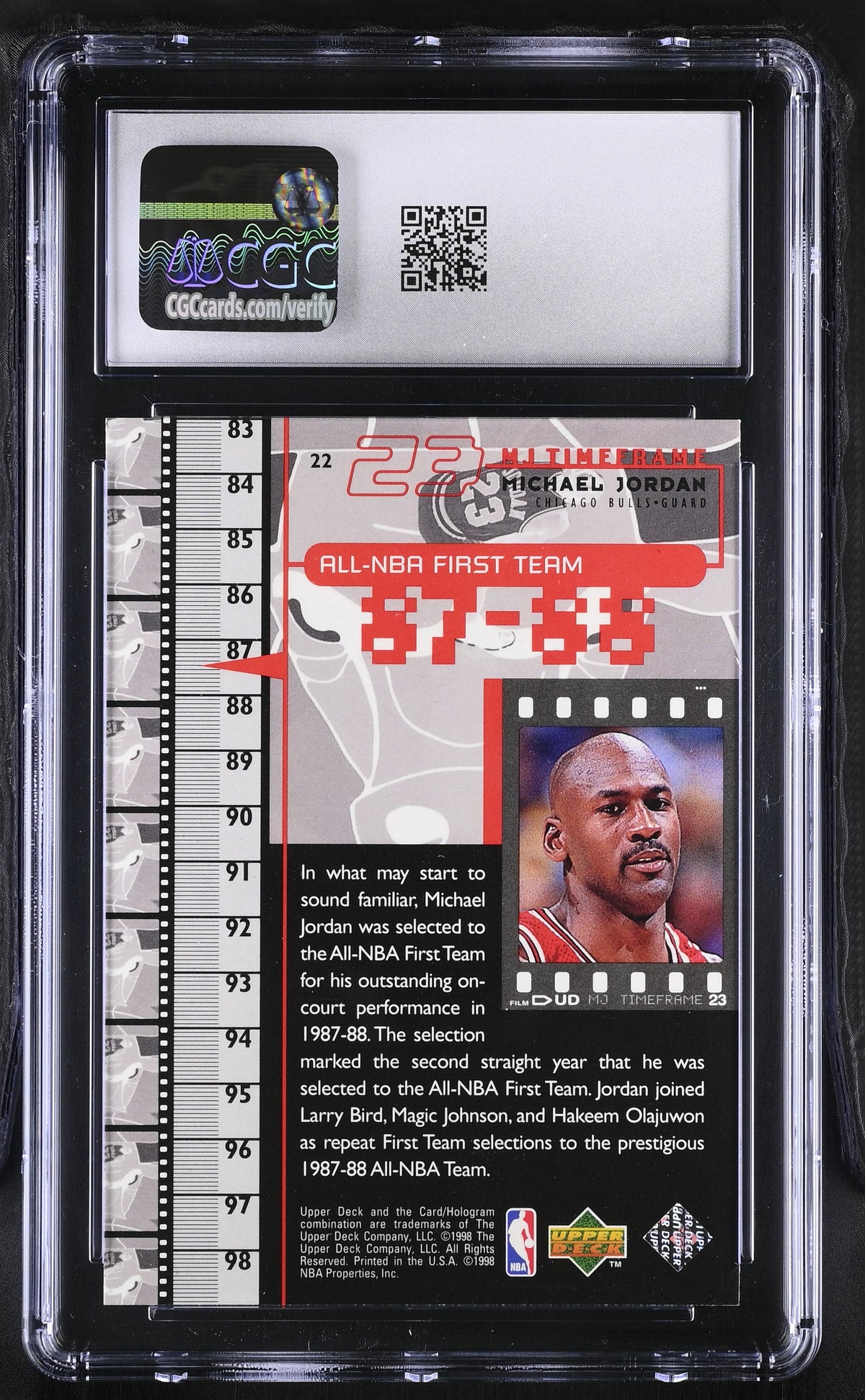 1998 Upper Deck MJ Living Legend Michael Jordan #22 CGC 9 Chicago Bulls