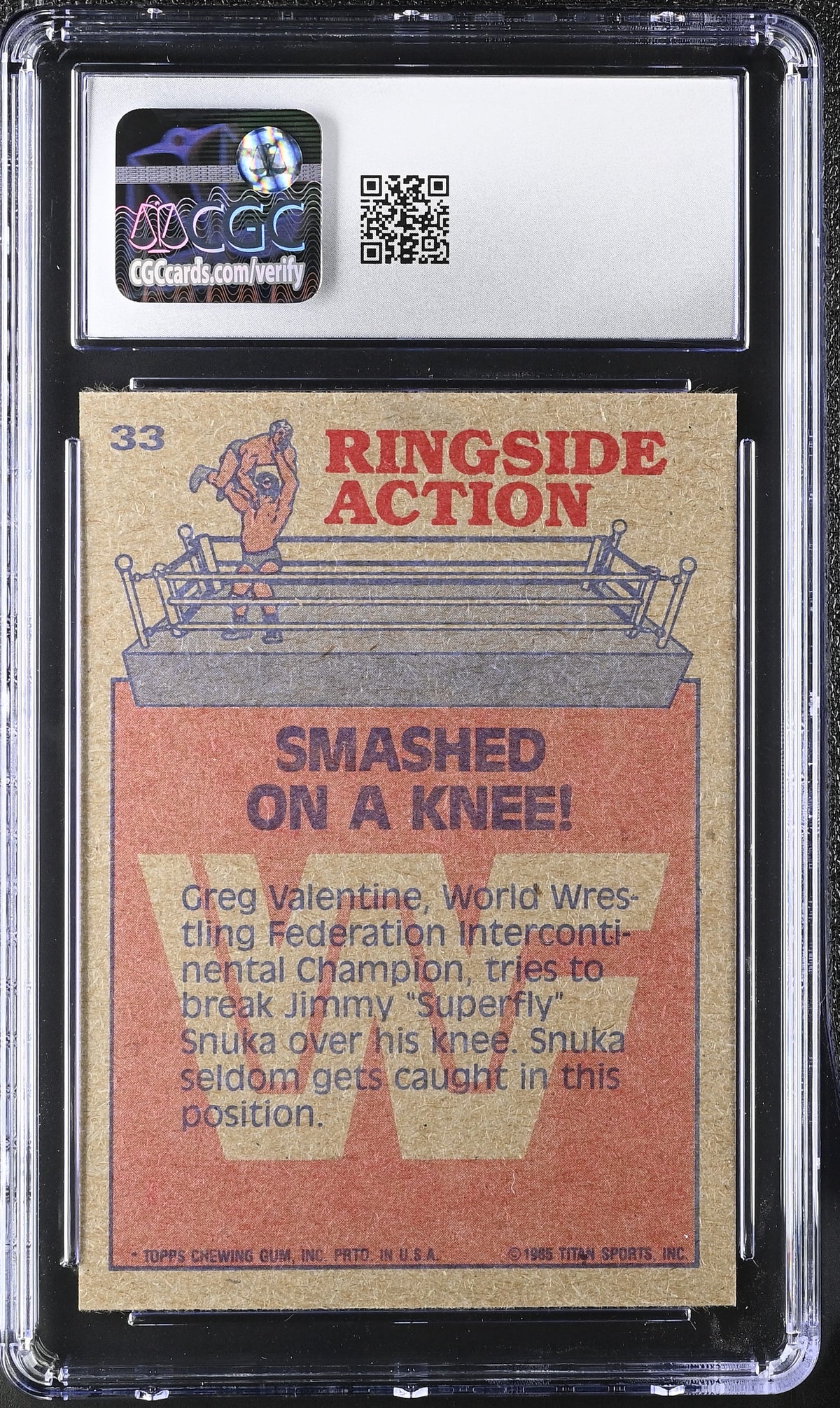 1985 Topps WWF Smashed On A Knee! #33 CGC 9