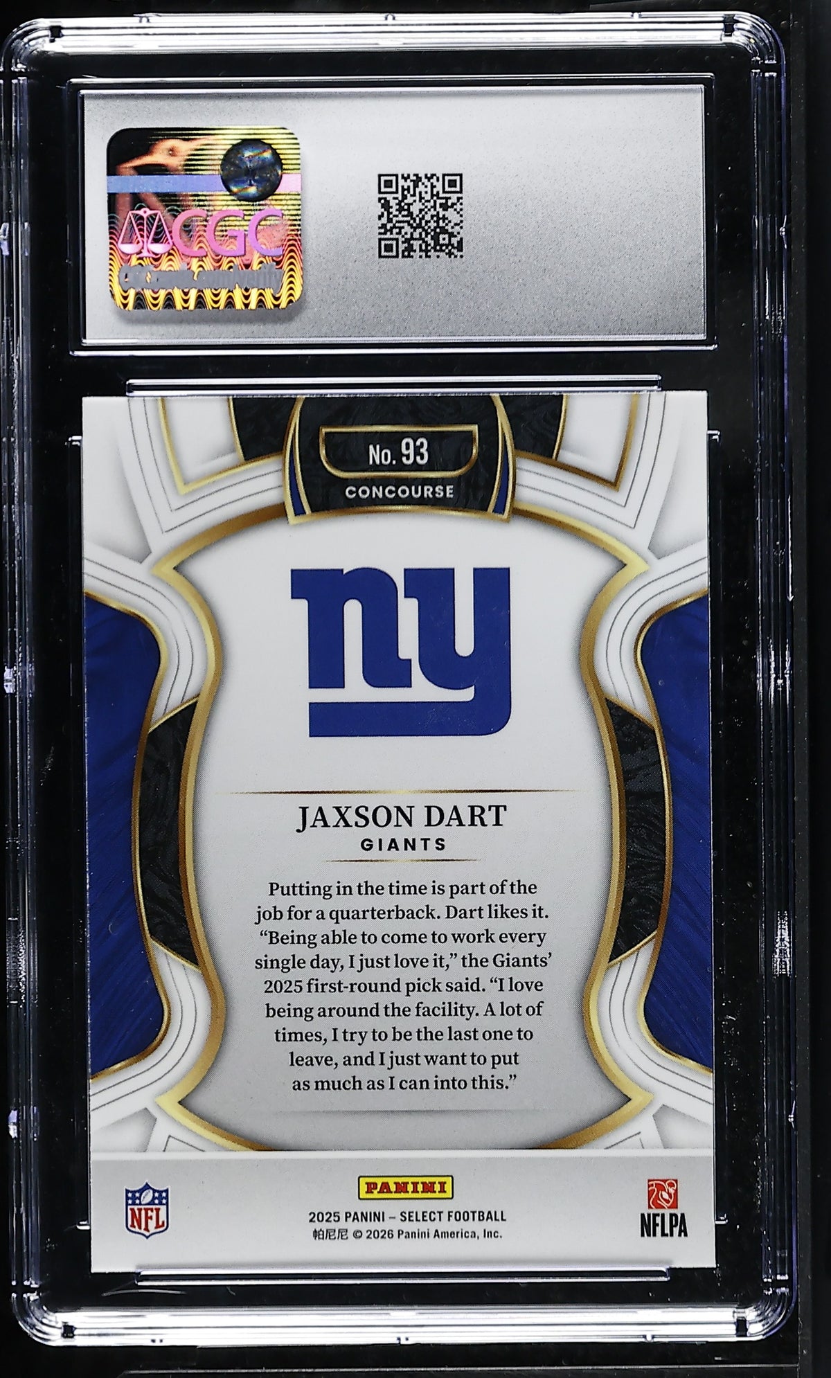 2025 Panini Select Jaxson Dart #93 CGC 9