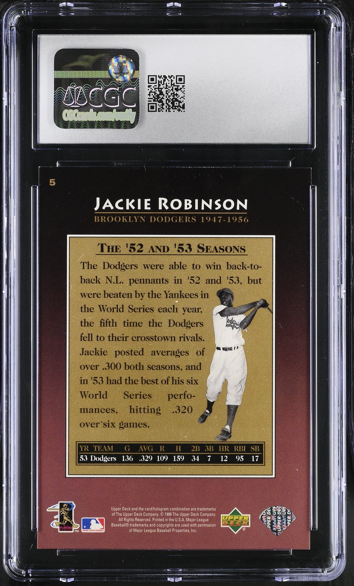1997 Upper Deck Jackie Robinson #5 CGC 9.5 Brooklyn Dodgers
