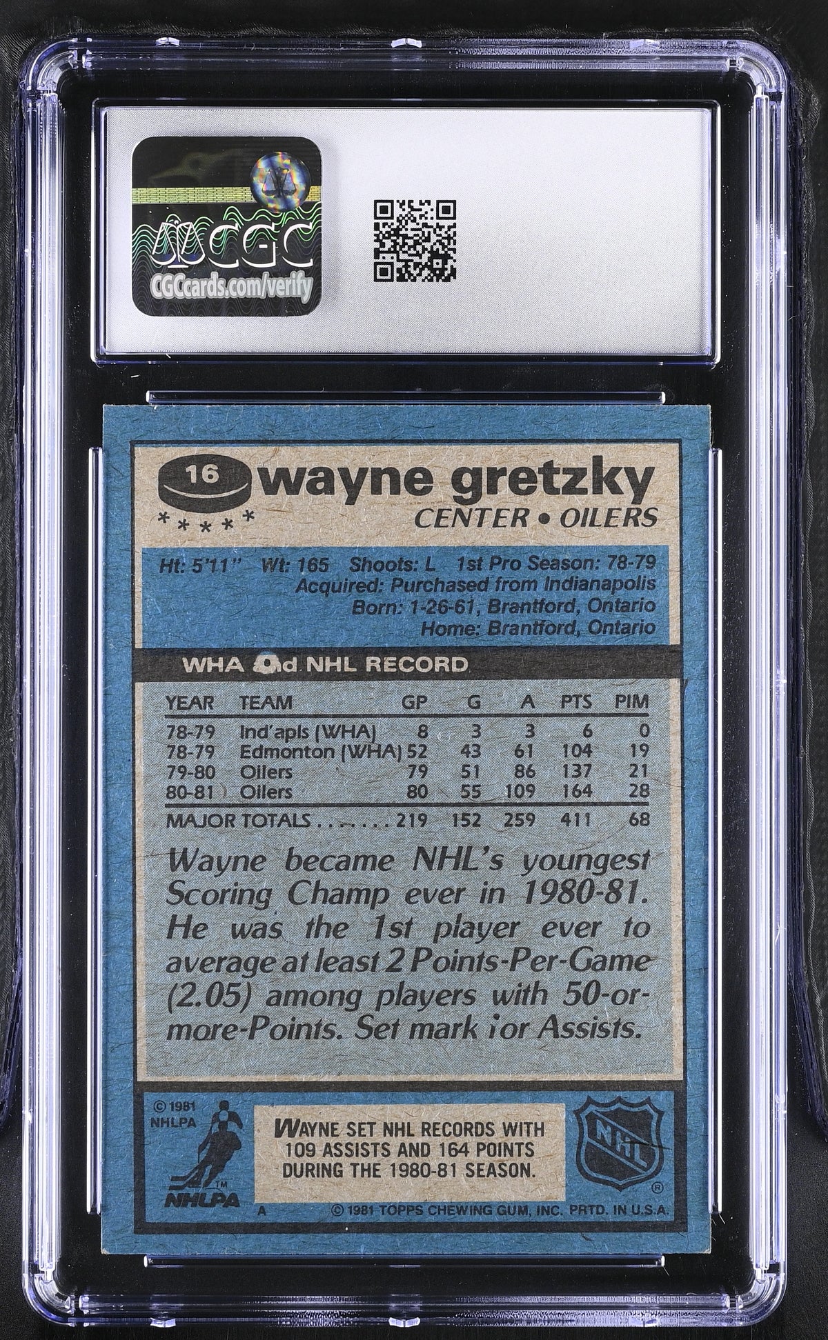 1981-82 Topps Wayne Gretzky #16 CGC 7 Edmonton Oilers