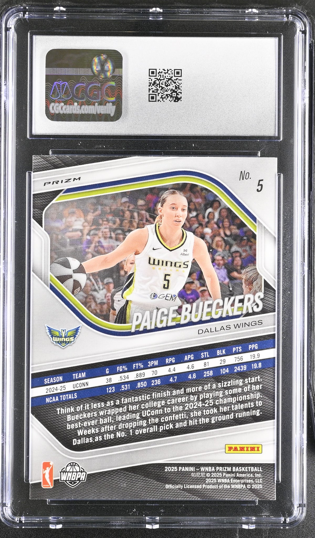 2025 Panini Prizm WNBA Paige Bueckers WNBA Logo #5 CGC 10 Dallas Wings