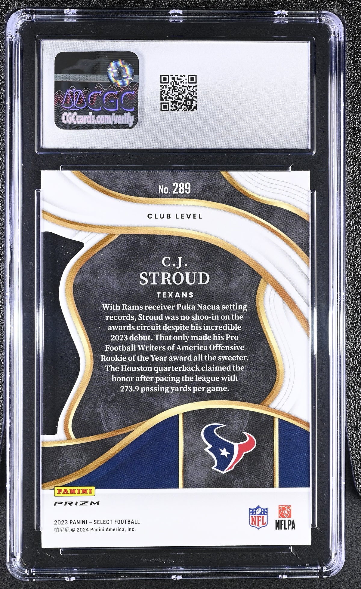 2023 Panini Select C.J. Stroud Silver Die-Cut Rookie #289 CGC 10 Houston Texans