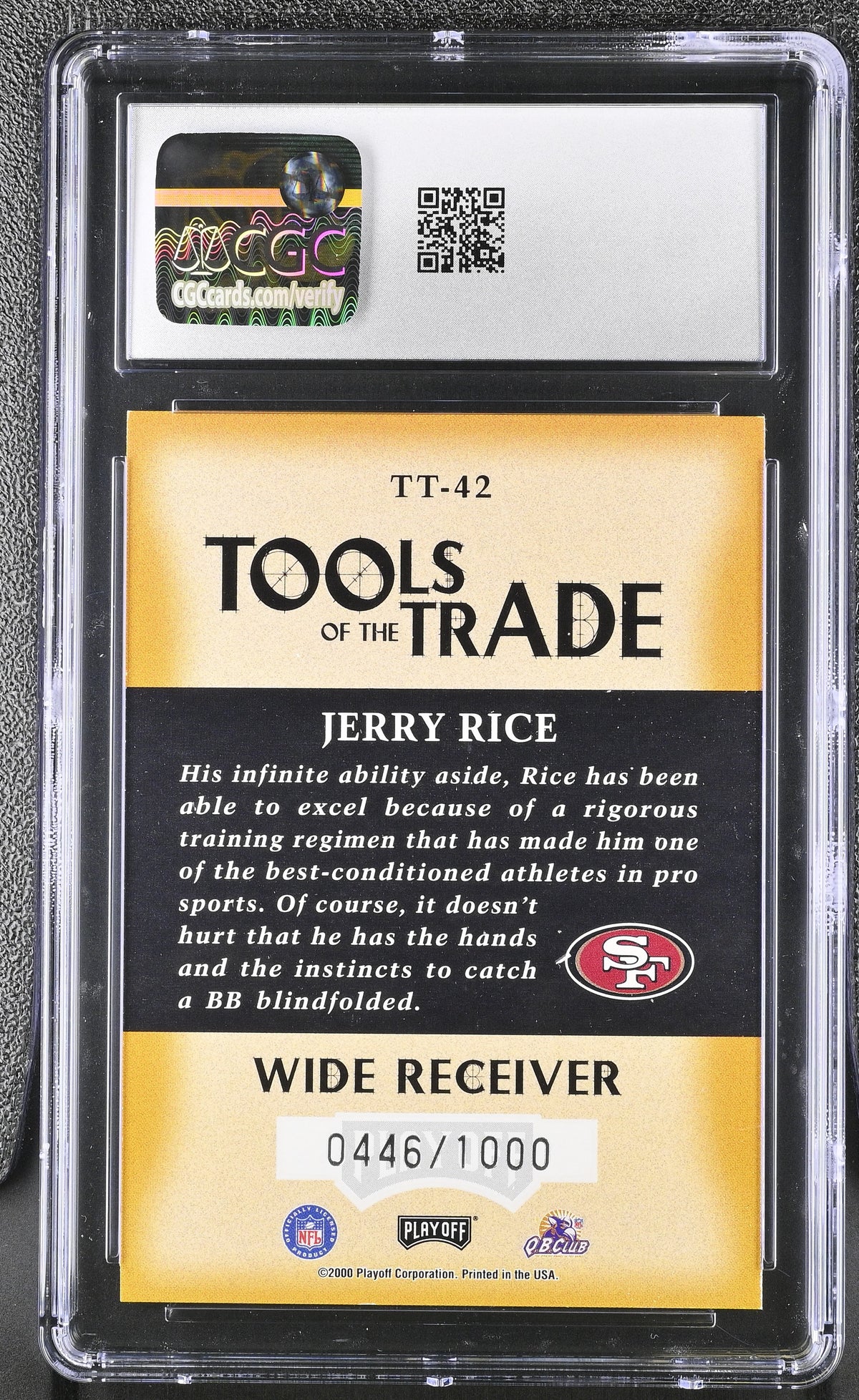 2000 Playoff Absolute Jerry Rice /1000 Tools of the Trade #TT-42 CGC 9.5 49ers