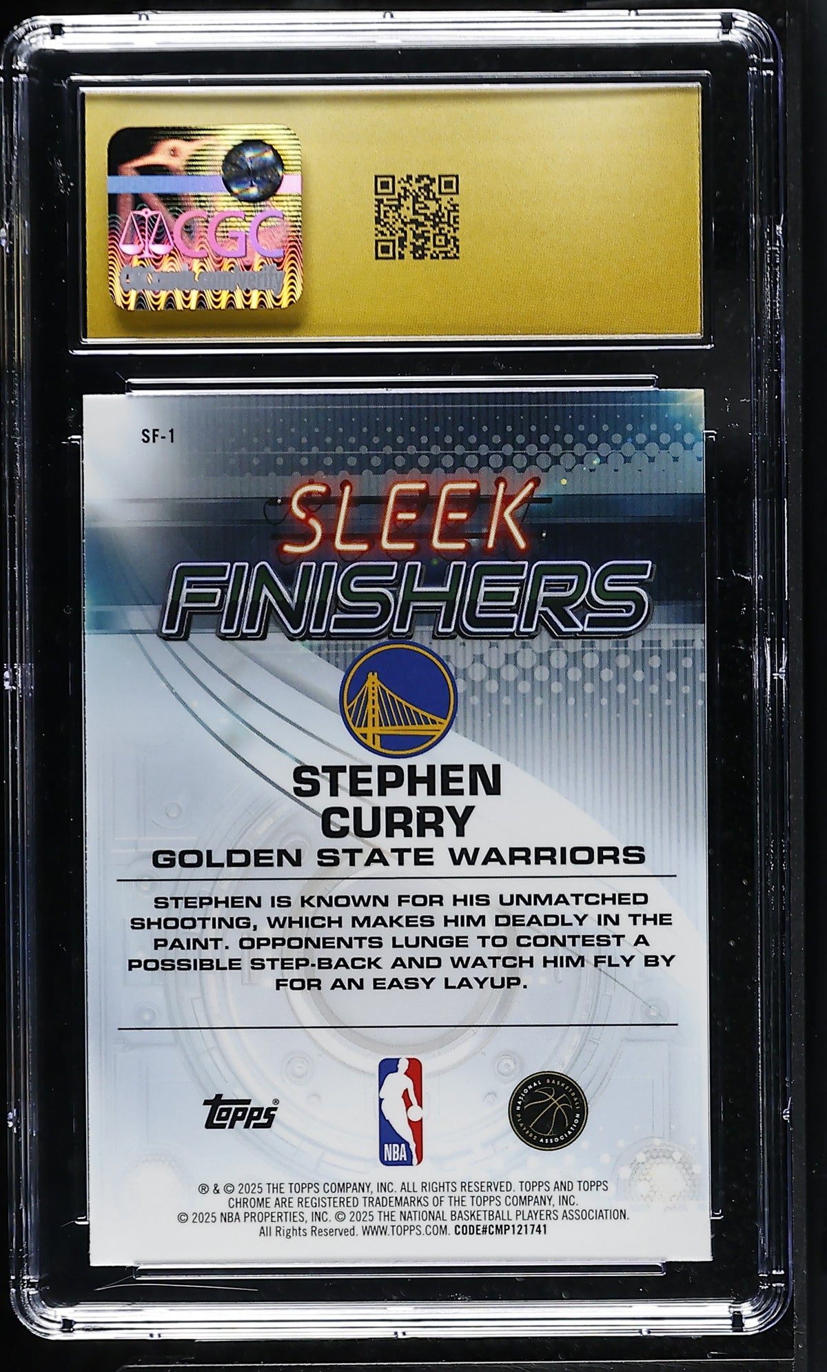 2025-26 Topps Chrome Stephen Curry Sleek Finishers SF-1 CGC 10 Pristine Warriors