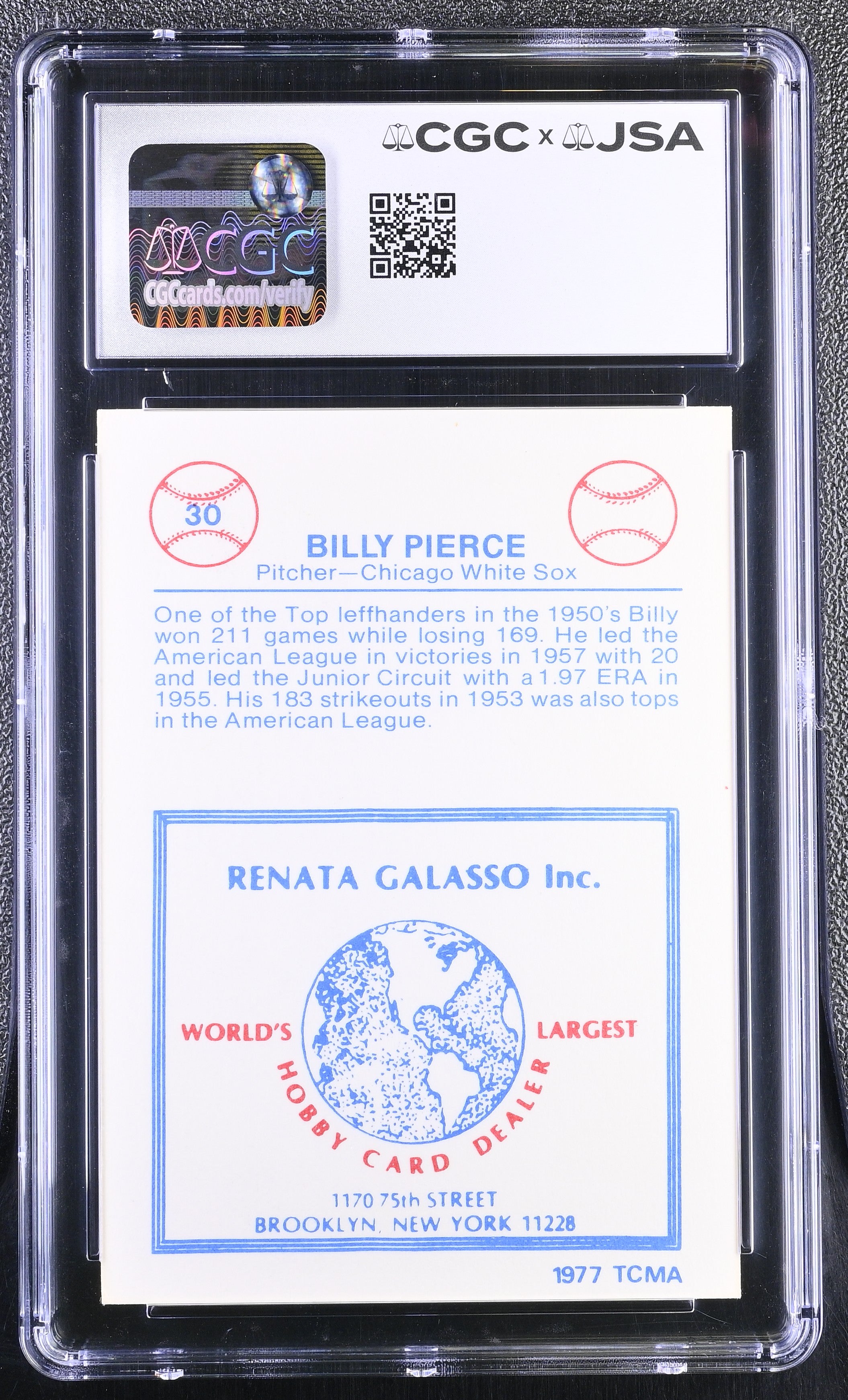 1977 Tcma Renata Galasso Billy Pierce #30 CGC Authentic JSA Auto 9