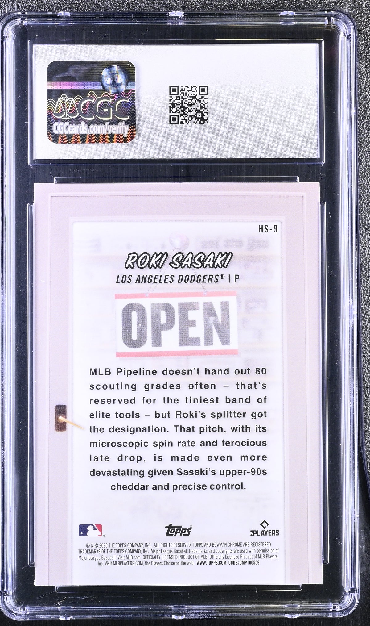 2025 Bowman Roki Sasaki Rookie Hobby Stars #HS-9 CGC 10 Los Angeles Dodgers