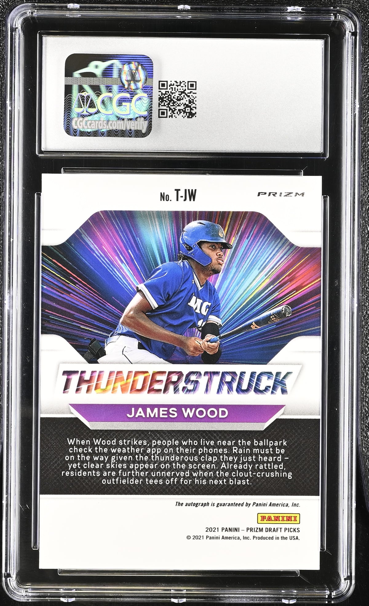 2021 Panini Prizm Draft Picks James Wood Rookie Thunderstruck Auto #T-JW CGC 10