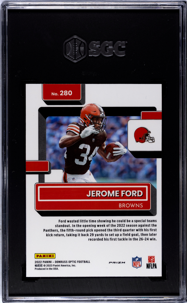 2022 Donruss Optic Jerome Ford Red Stars Prizm Rookie #280 SGC 10 Browns