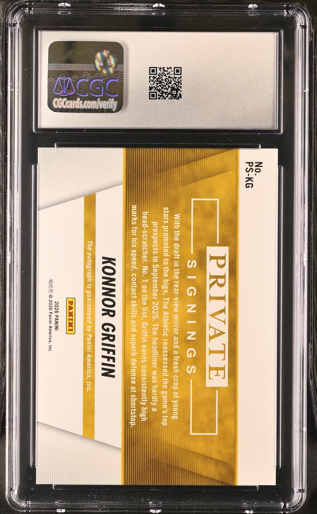 2026 Panini The National Vip Konnor Griffin Rookie Private Signings #PS-KG CGC 9